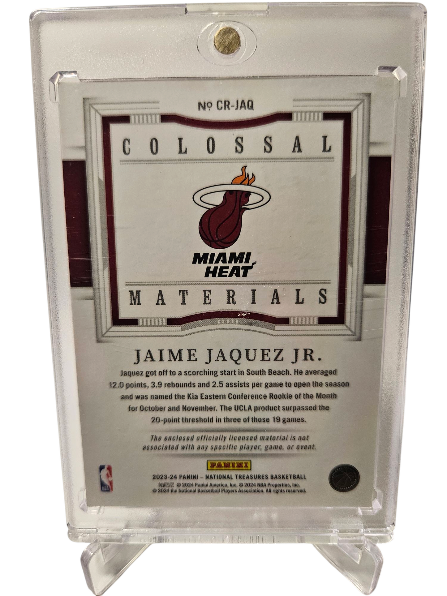 2023-24 Panini National Treasures #CR-JAQ Jamie Jaquez JR Rookie Card Colossal Patch 23/24