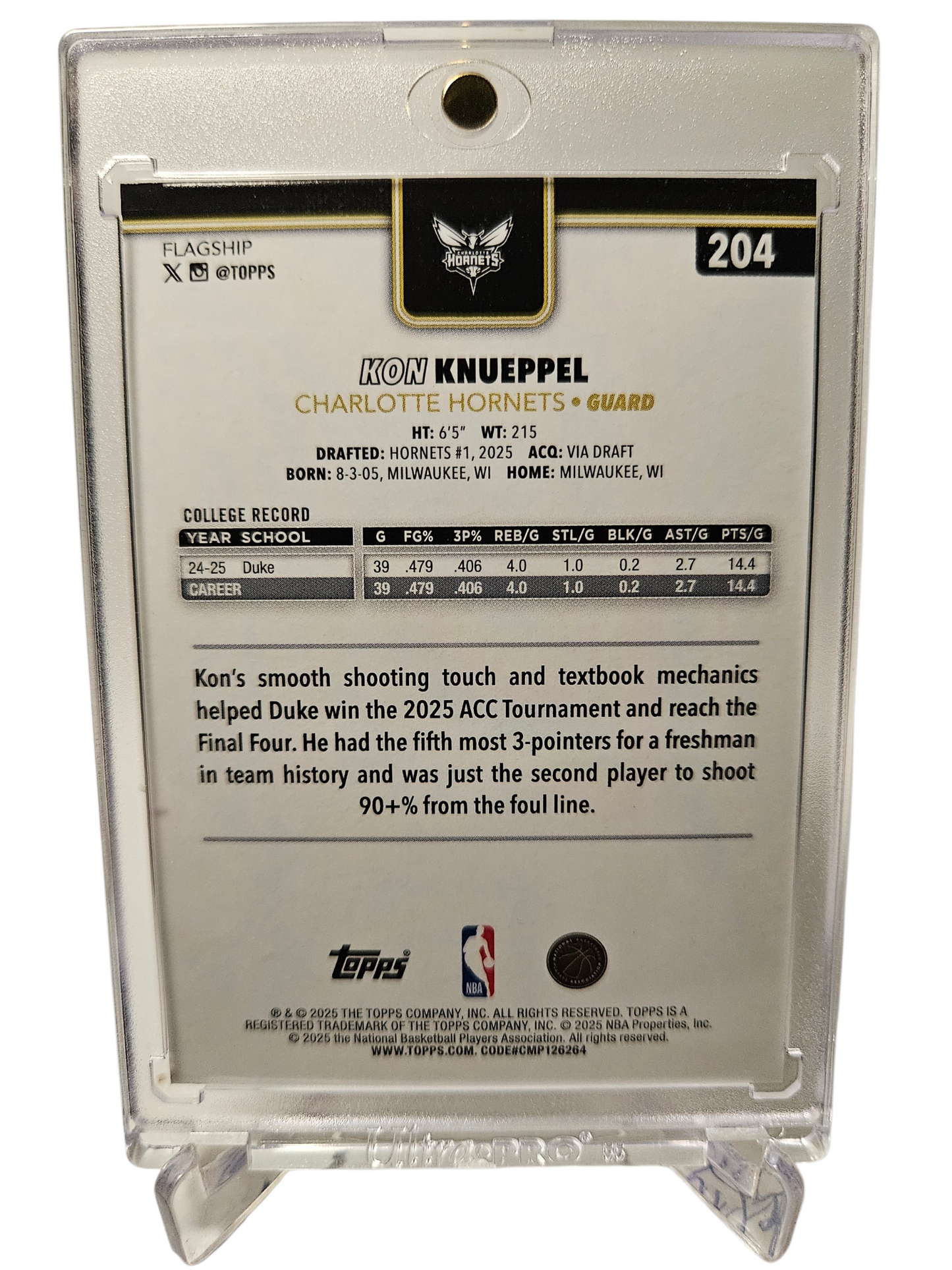 2025 Topps Chrome #204 Kon Knueppel Rookie Card Blackout Refractor
