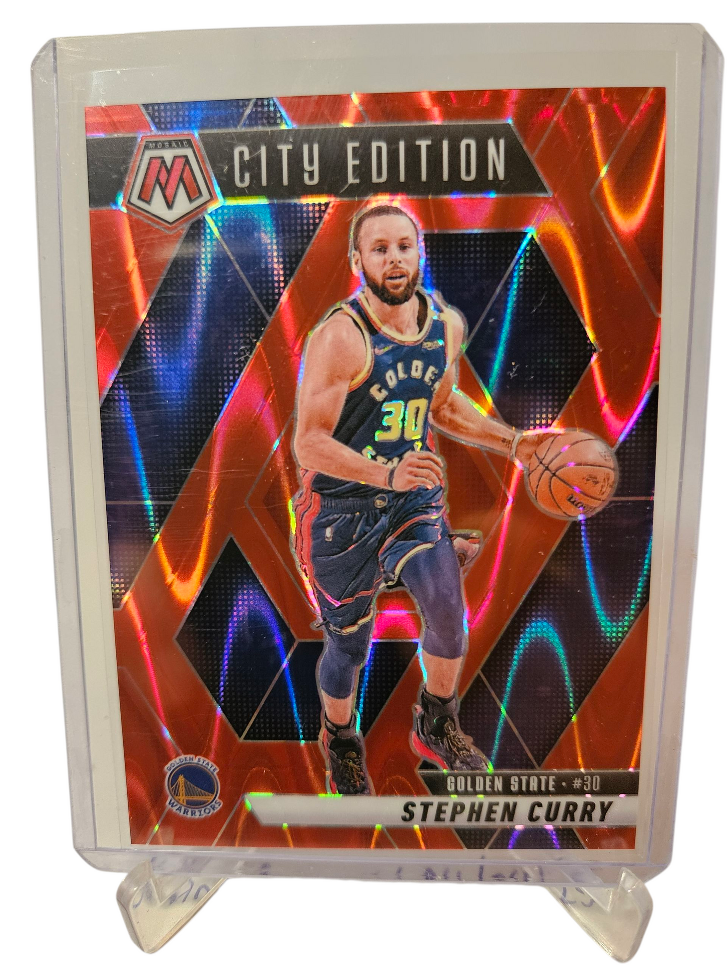 2024-25 Panini Mosaic #272 Stephen Curry City Edition Red Lava Prizm 107/299