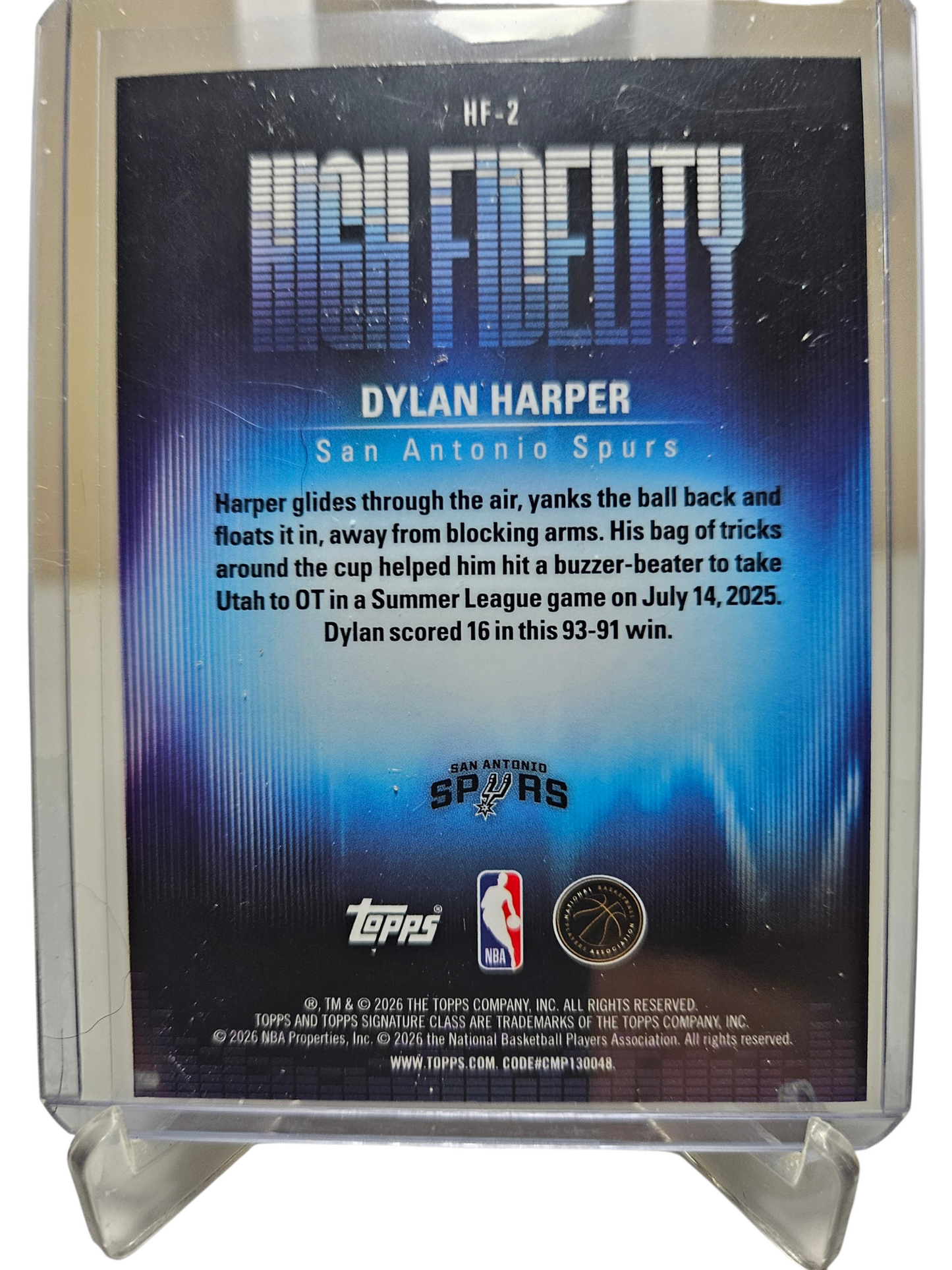 2025-26 Topps Signature Class #HF-2 Dylan Harper Rookie Card High Fidelity