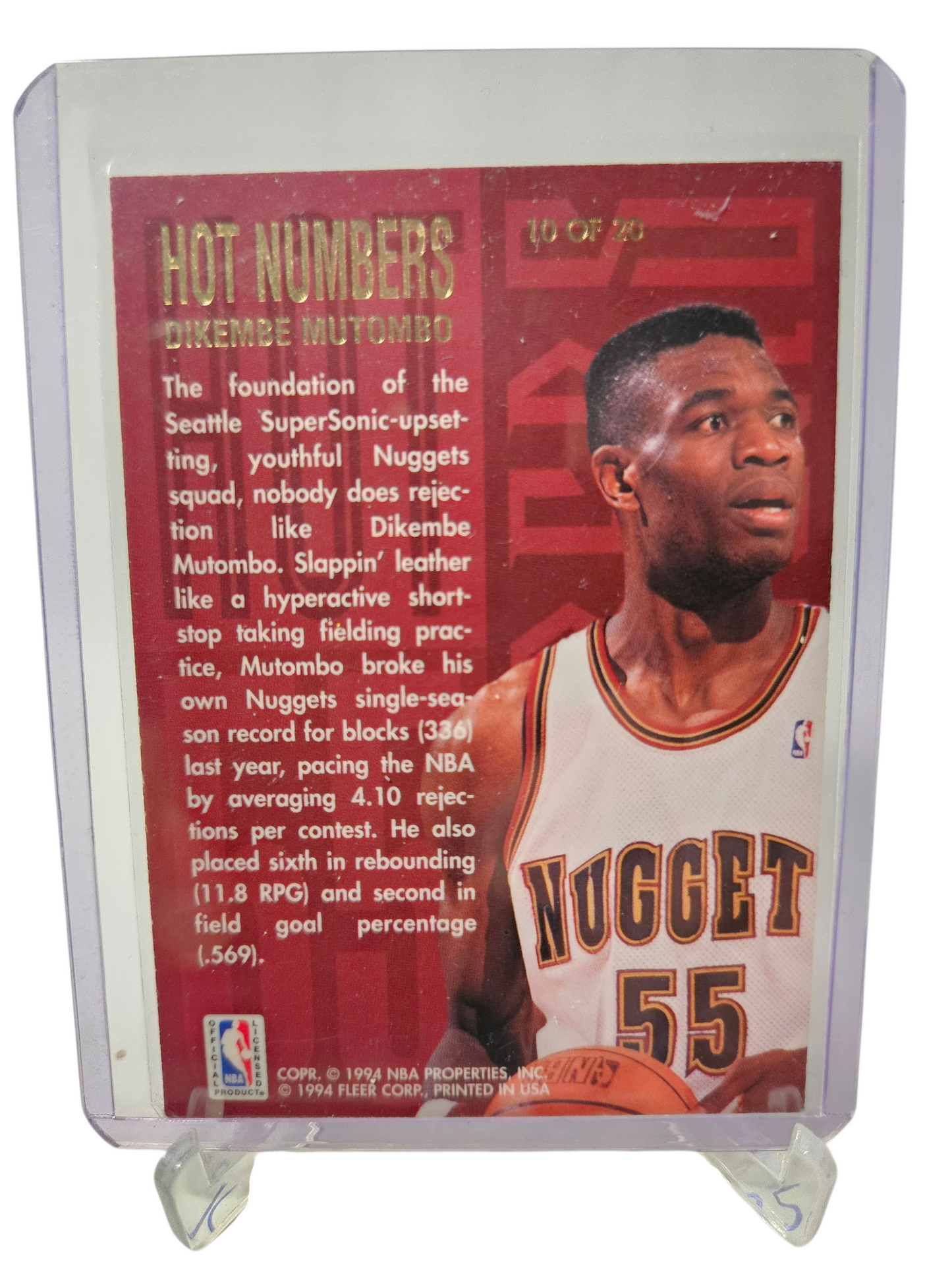 (1994-95 Flair #10 of 20 Dikembe Mutombo Hot Numbers