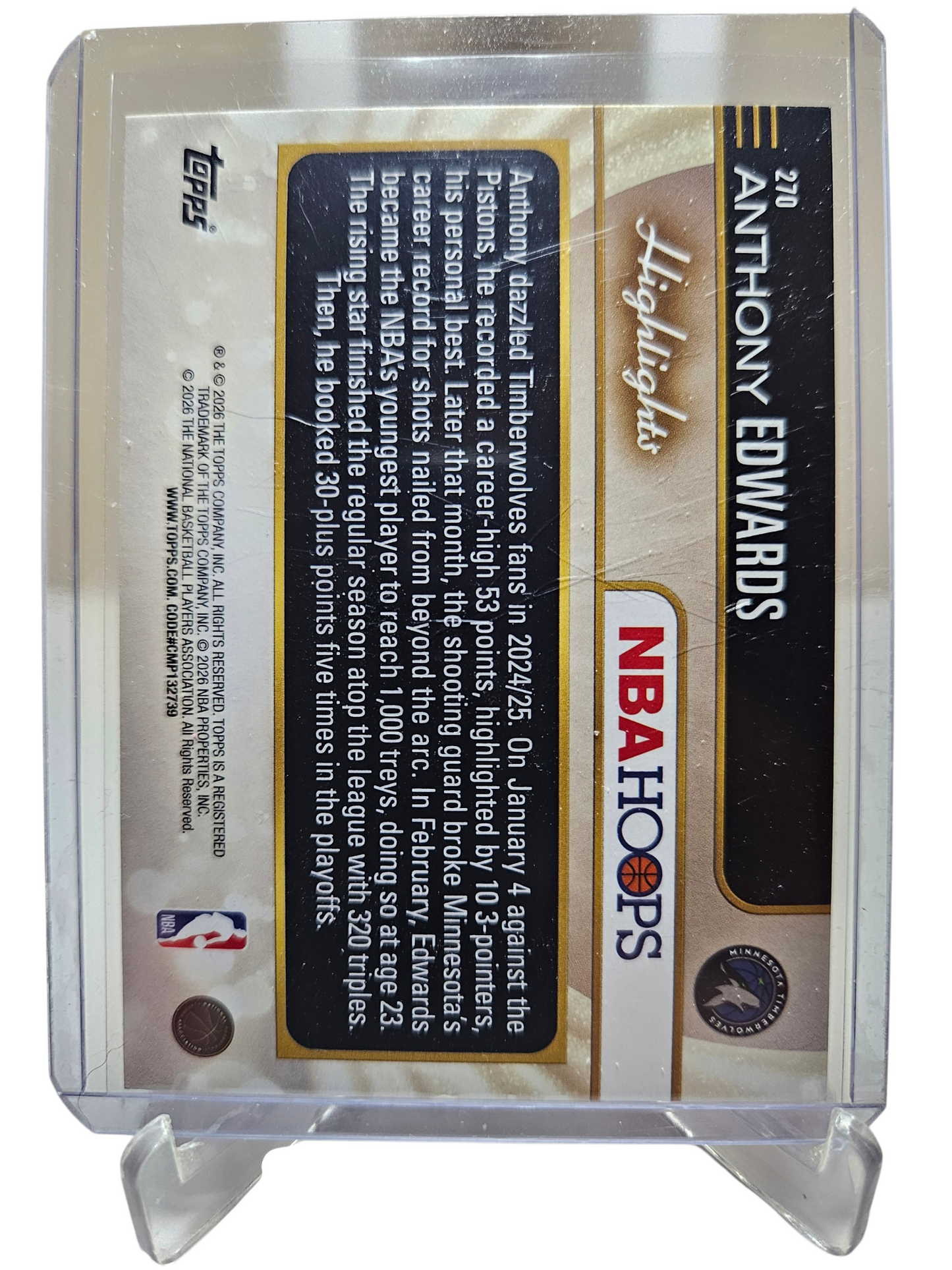 2025-26 Topps Hoops #270 Anthony Edwards Highlights