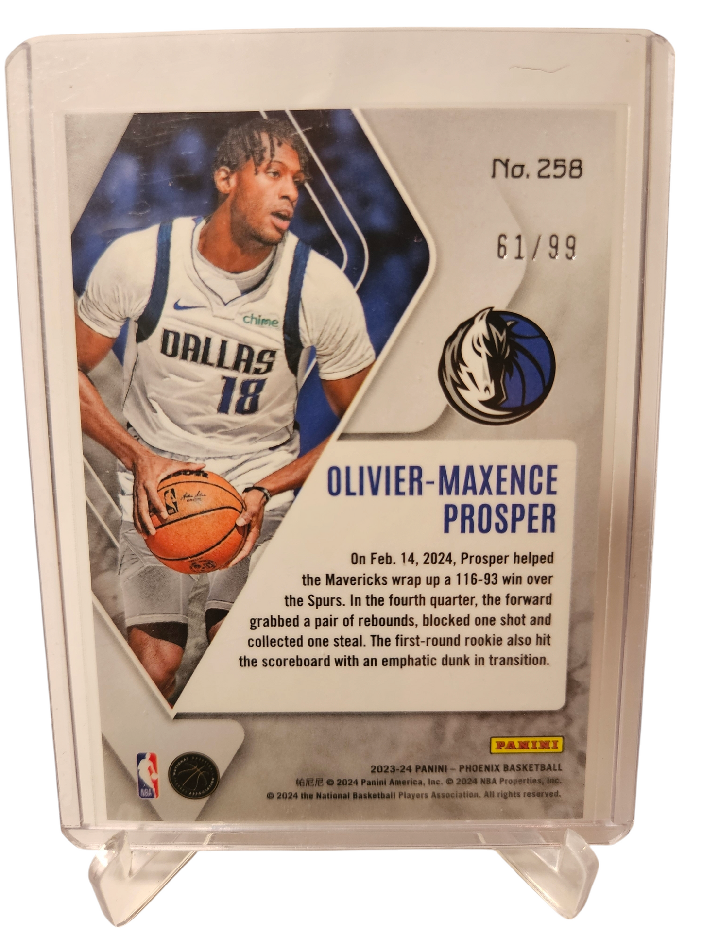 2023-24 Panini Phoenix #258 Oliver-Maxence Prosper Rookie Card Bronze 61/99