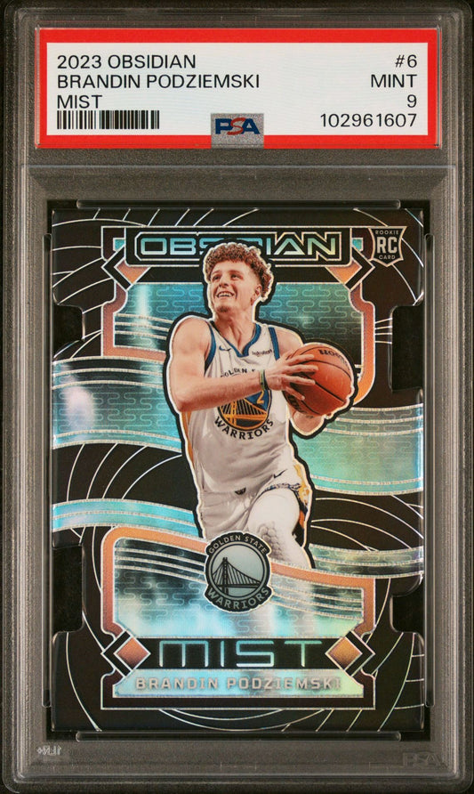 2023-24 Panini Obsidian #6 Brandin Podziemski Rookie Card Mist Die Cut Case Hit SSP PSA9 Mint