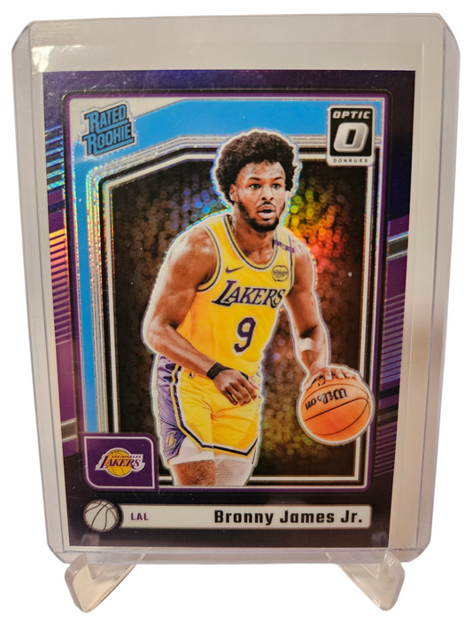 2024-25 Panini Donruss Optic #282 Bronny James JR Rated Rookie Purple Holo Prizm