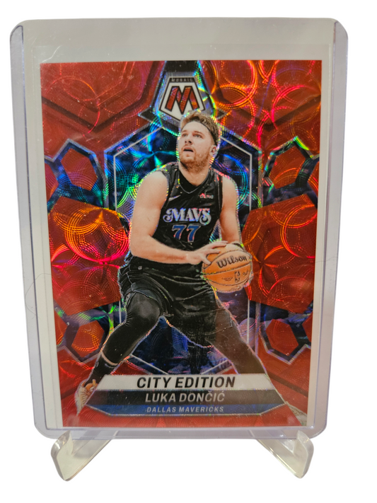 2023-24 Panini Mosaic International #285 Luka Doncic City Edition Red Scope Prizm 48/75