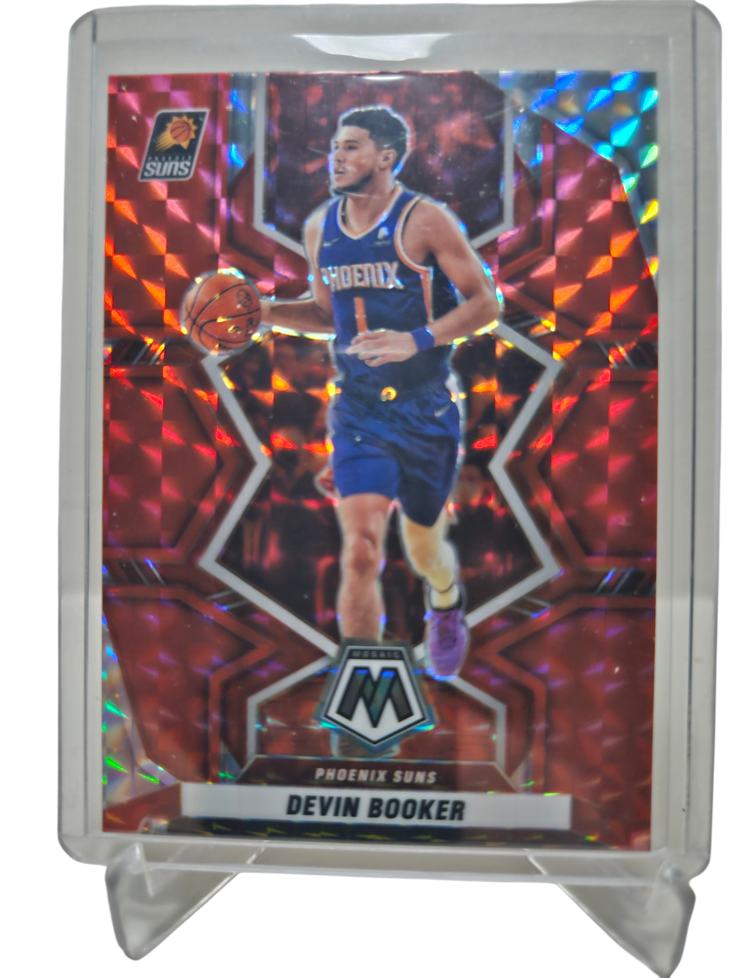 2021-23 Panini Mosaic #193 Devon Booker Red Mosaic Prizm