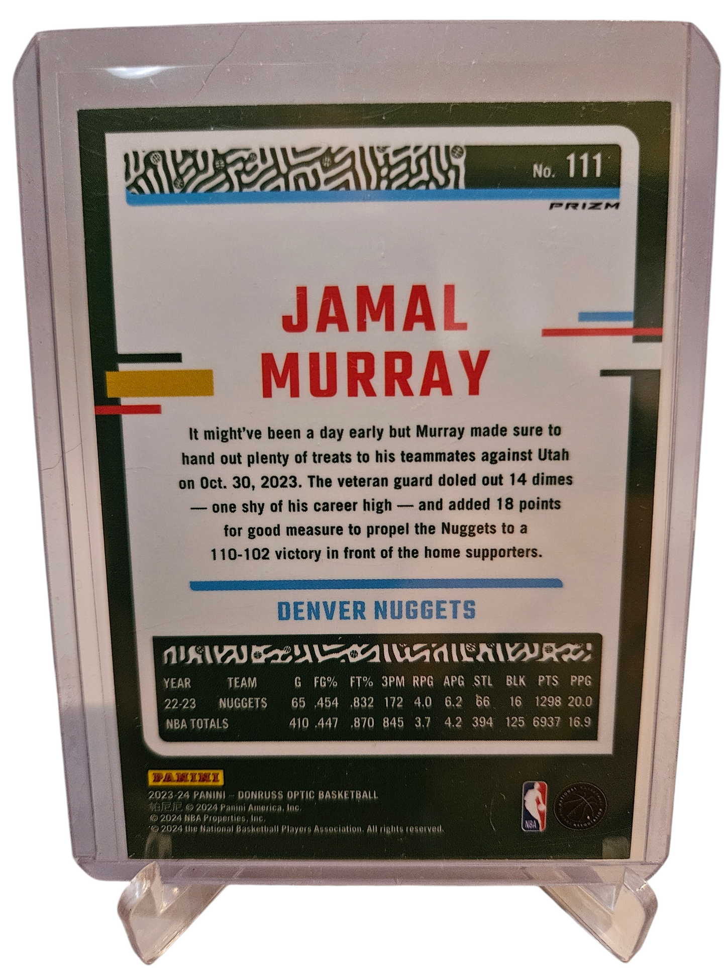 2023-24 Panini Donruss Optic #111 Jamal Murray Silver Holo Prizm