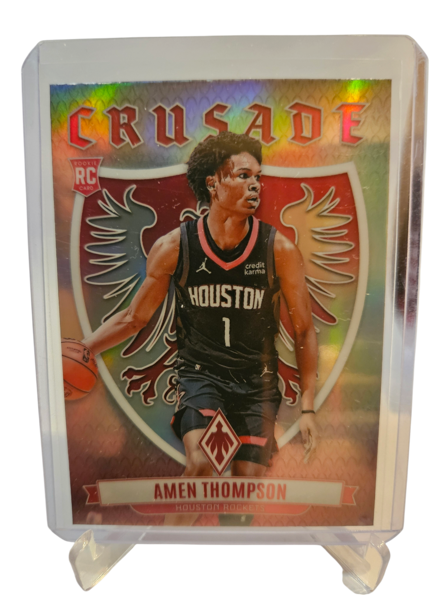 2023-24 Panini Phoenix #17 Amen Thompson Rookie Card Crusade Silver Holo