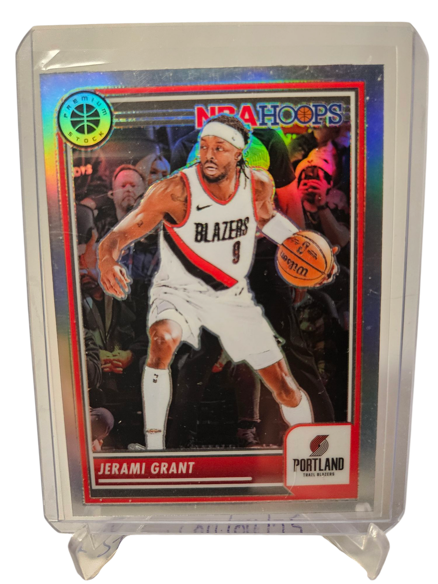 2023-24 Panini Hoops Premium Stock #22 Jerami Grant Silver Holo