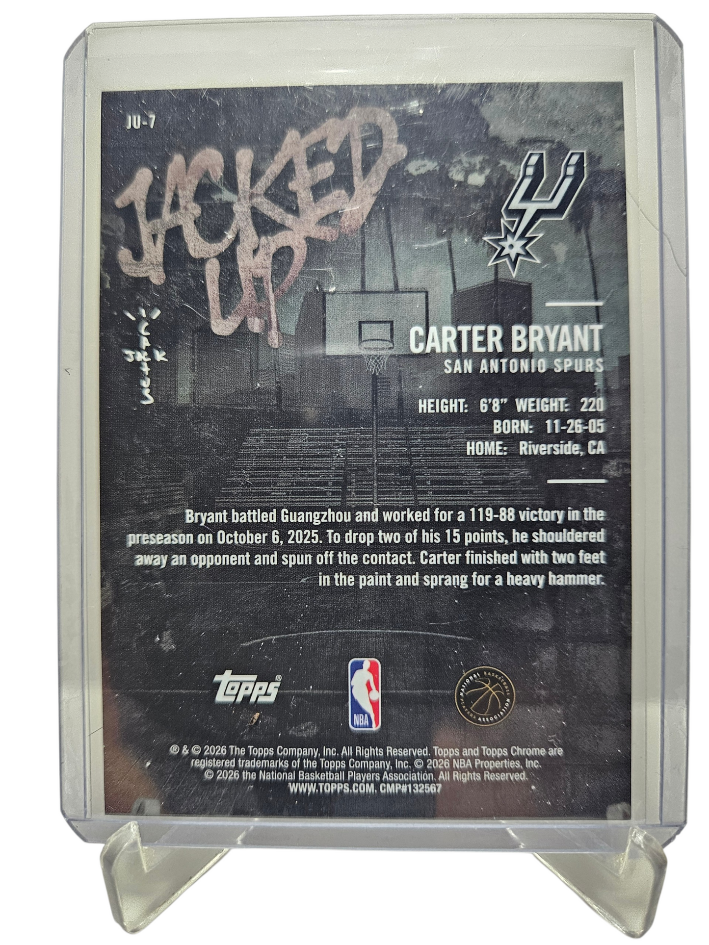 2025-26 Topps Cactus Jacks #JU-7 Carter Bryant Rookie Card Jacked Up
