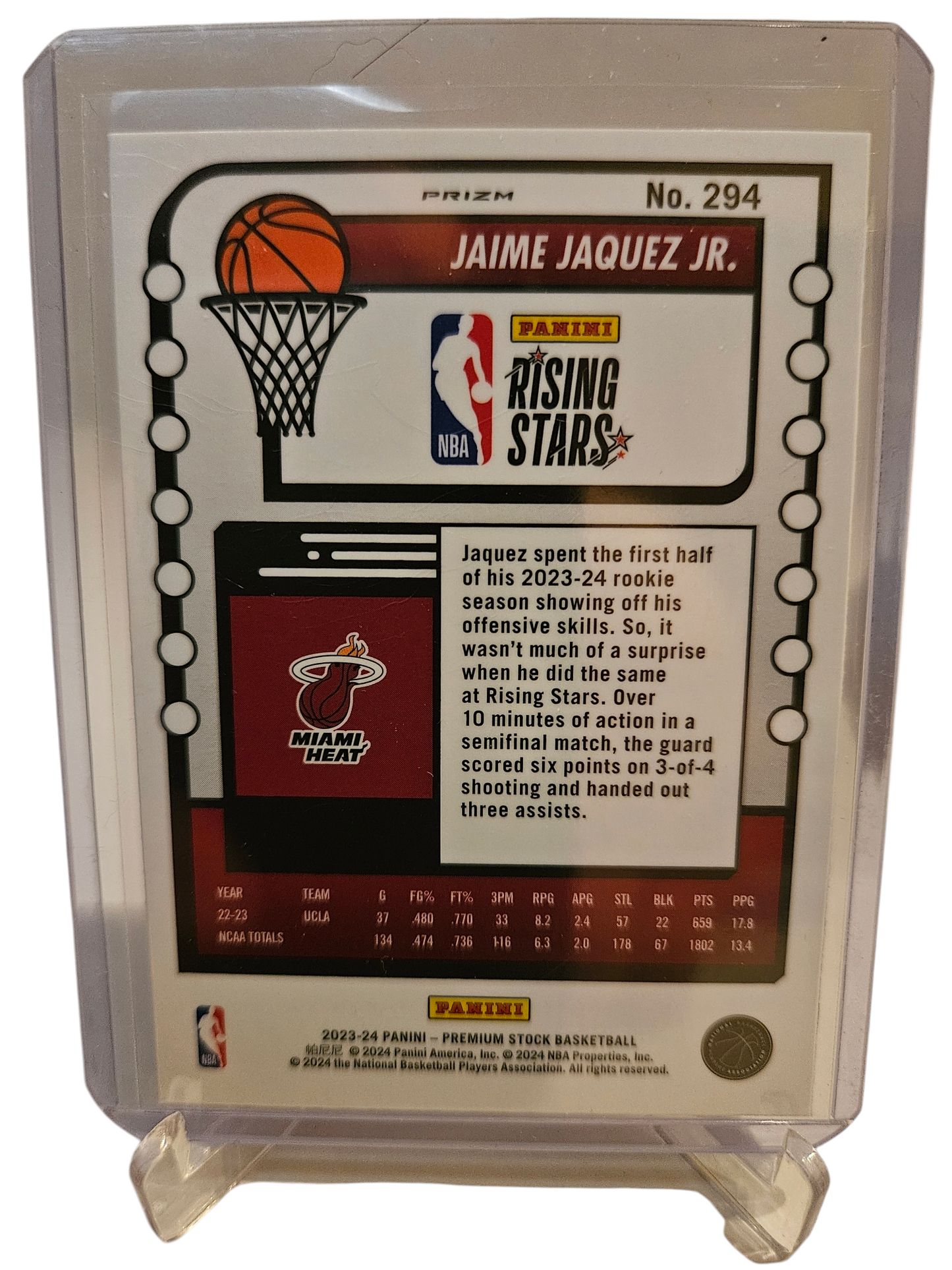 2023-24 Panini Hoops Premium Stock #294 Jamie Jaquez JR Rookie Card Silver Cracked Ice