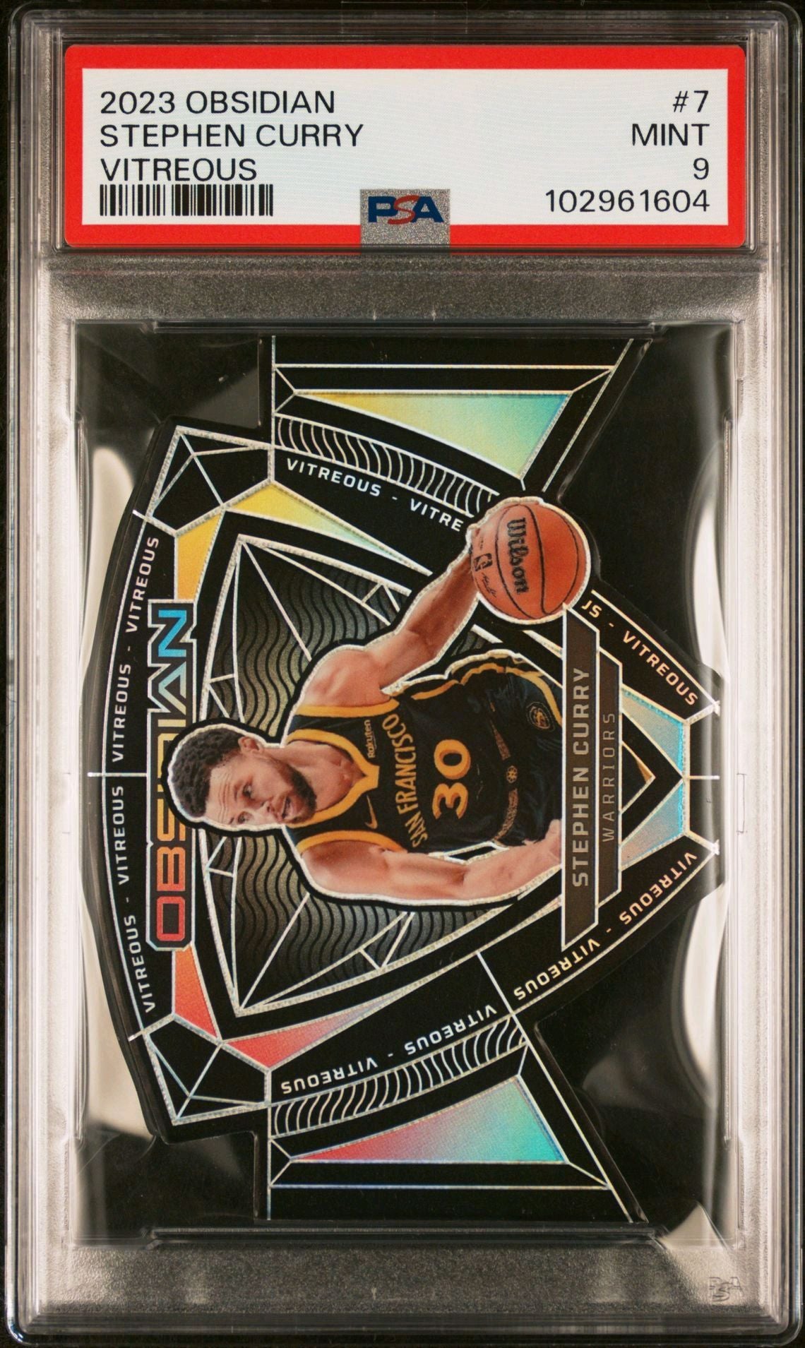 2023-24 Panini Obsidian #7 Stephen Curry Vitreous Die Cut Case Hit SSP PSA9 Mint
