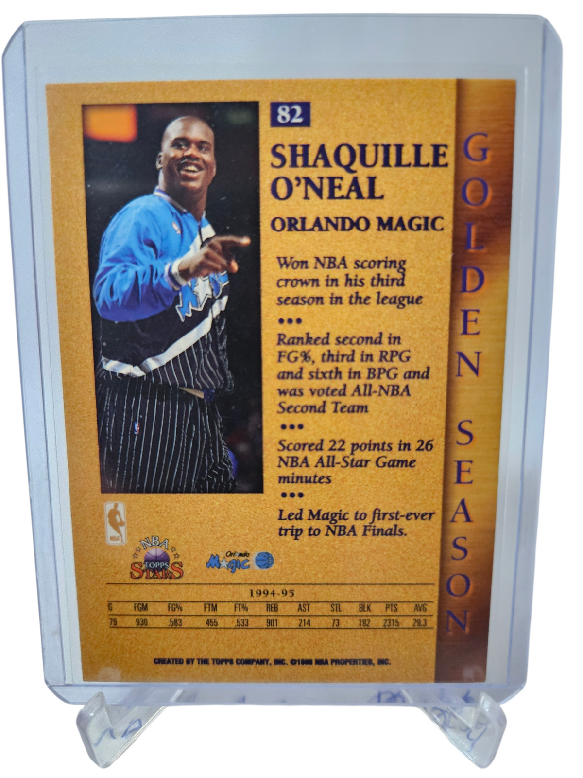 1996 Topps #82 Shaquille O'Neal Topps Stars Golden Season