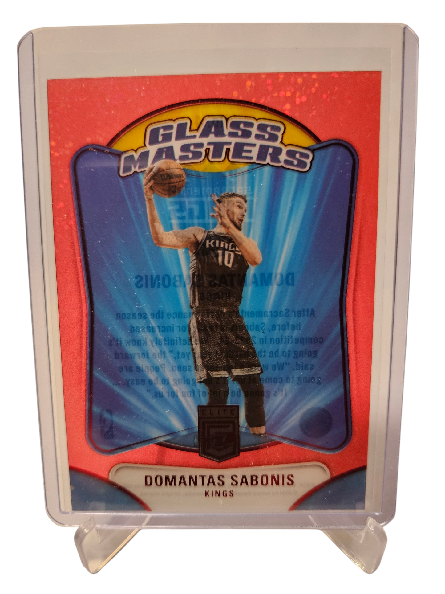 2023-24 Panini Donruss Elite #4 Domantas Sabonis Glass Master Red Glitter