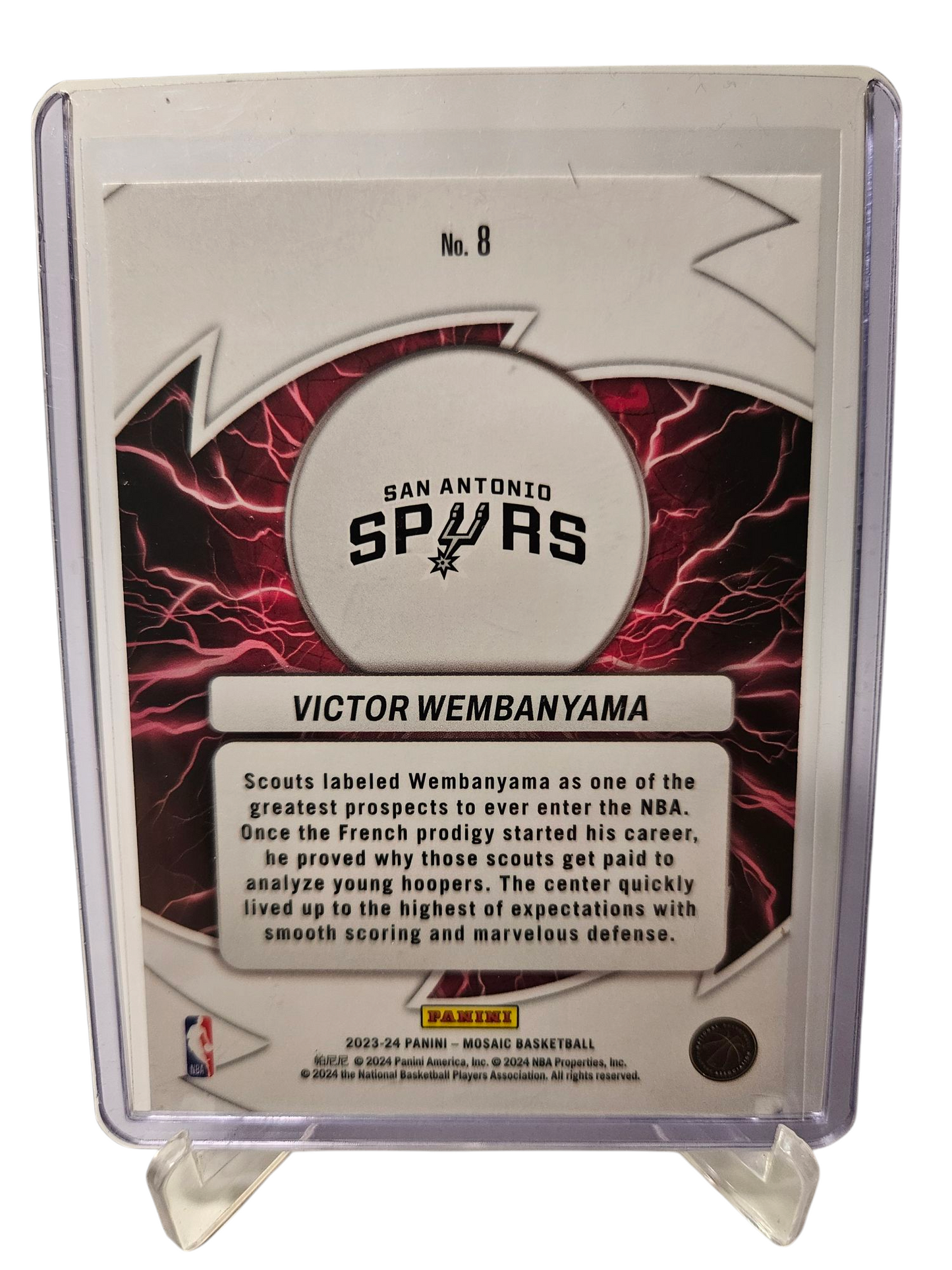 2023-24 Panini Mosaic #8 Victor Wembanyama Rookie Card Thunder Road