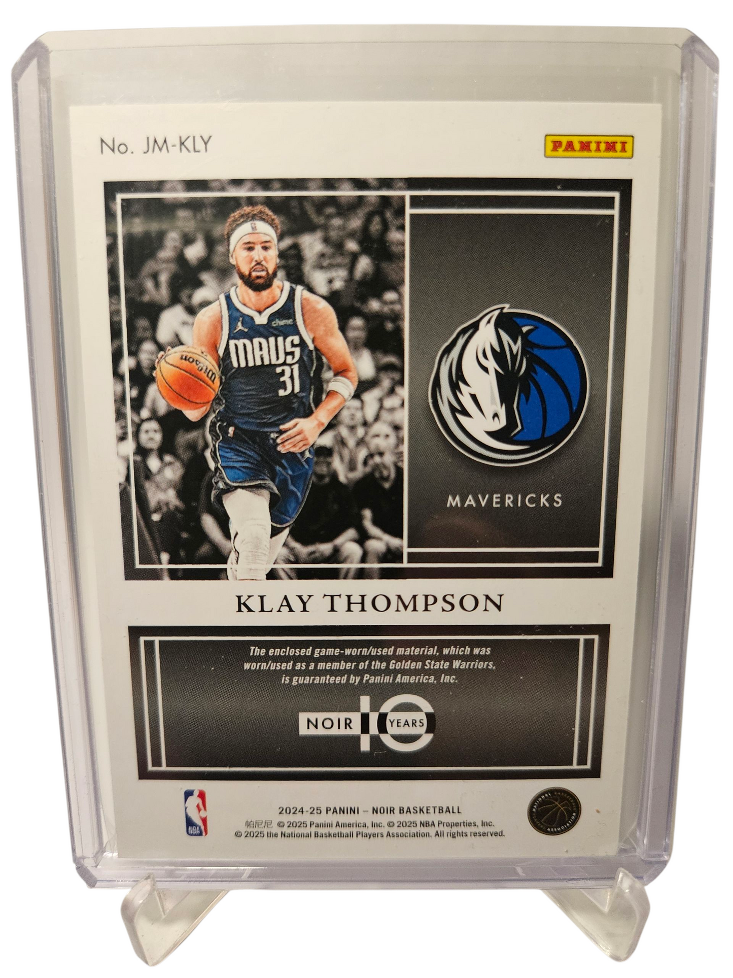 2024-25 Panini Noir #JM-KLY Klay Thompson Game Worn Patch 38/99