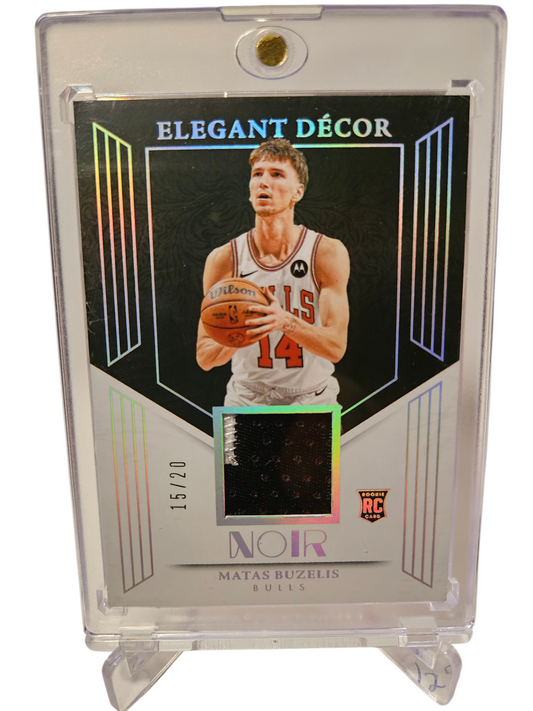 2024-25 Panini Noir #EDR-BUZ Matas Buzelis Rookie Card Elegant Decor Patch 15/20