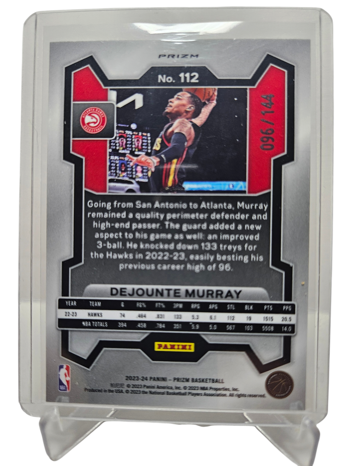2023-24 Panini Prizm (Sparkle Pack) #112 Dejounte Murray Blue Sparkle Prizm 096/144