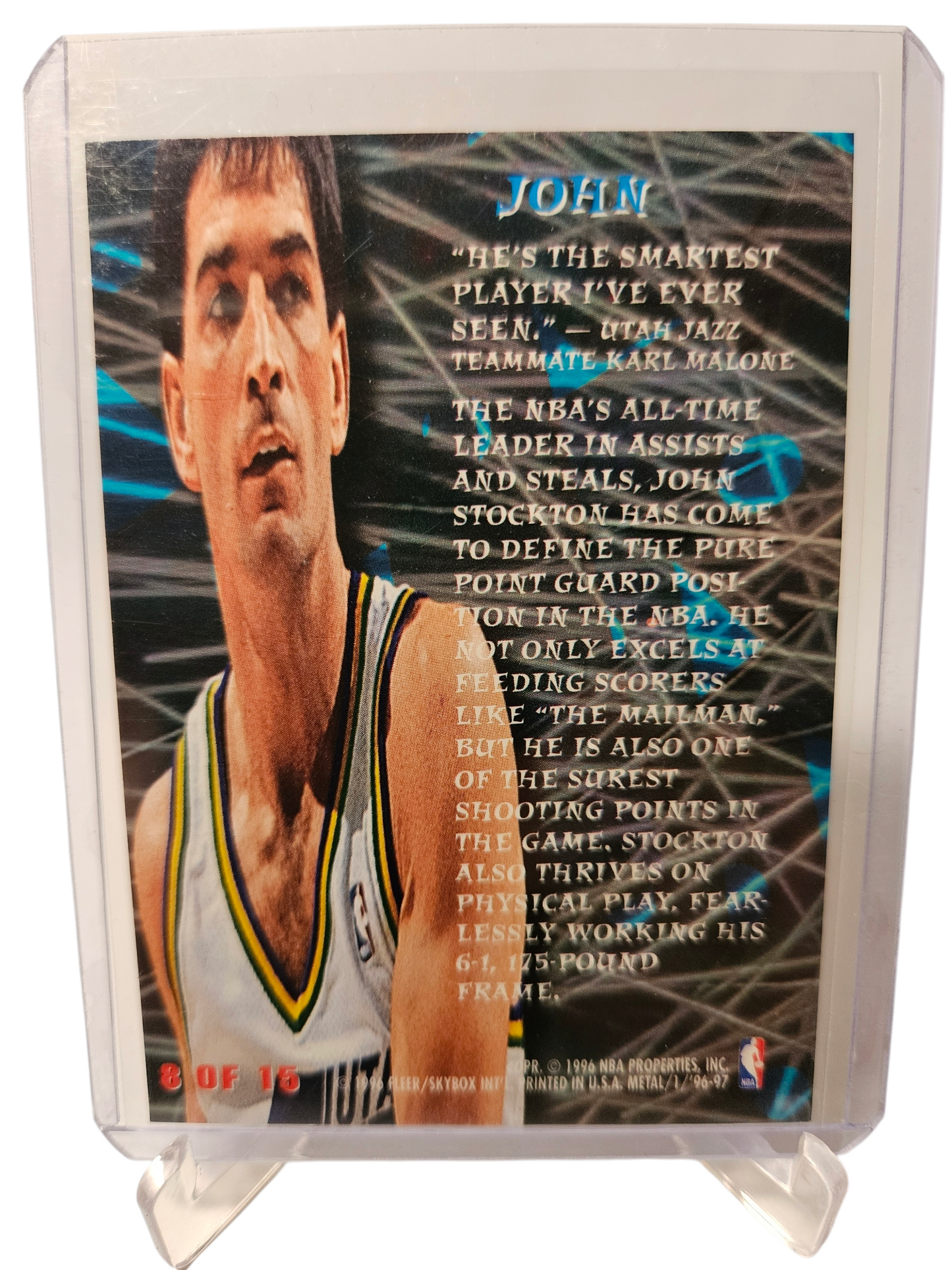 1996-97 Fleer Metal #8 of 15 John Stockton Metal Edge