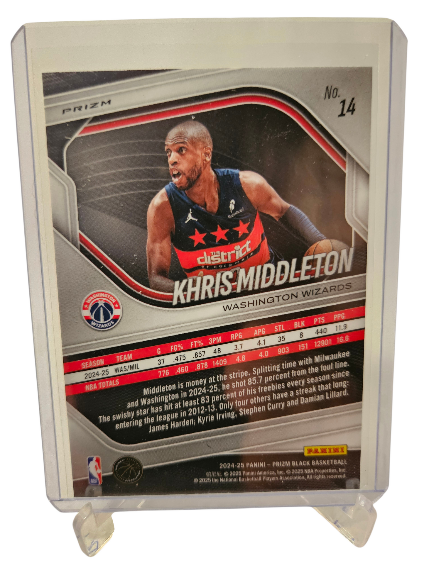 2024-25 Panini Prizm Black #14 Khris Middleton Silver Prizm