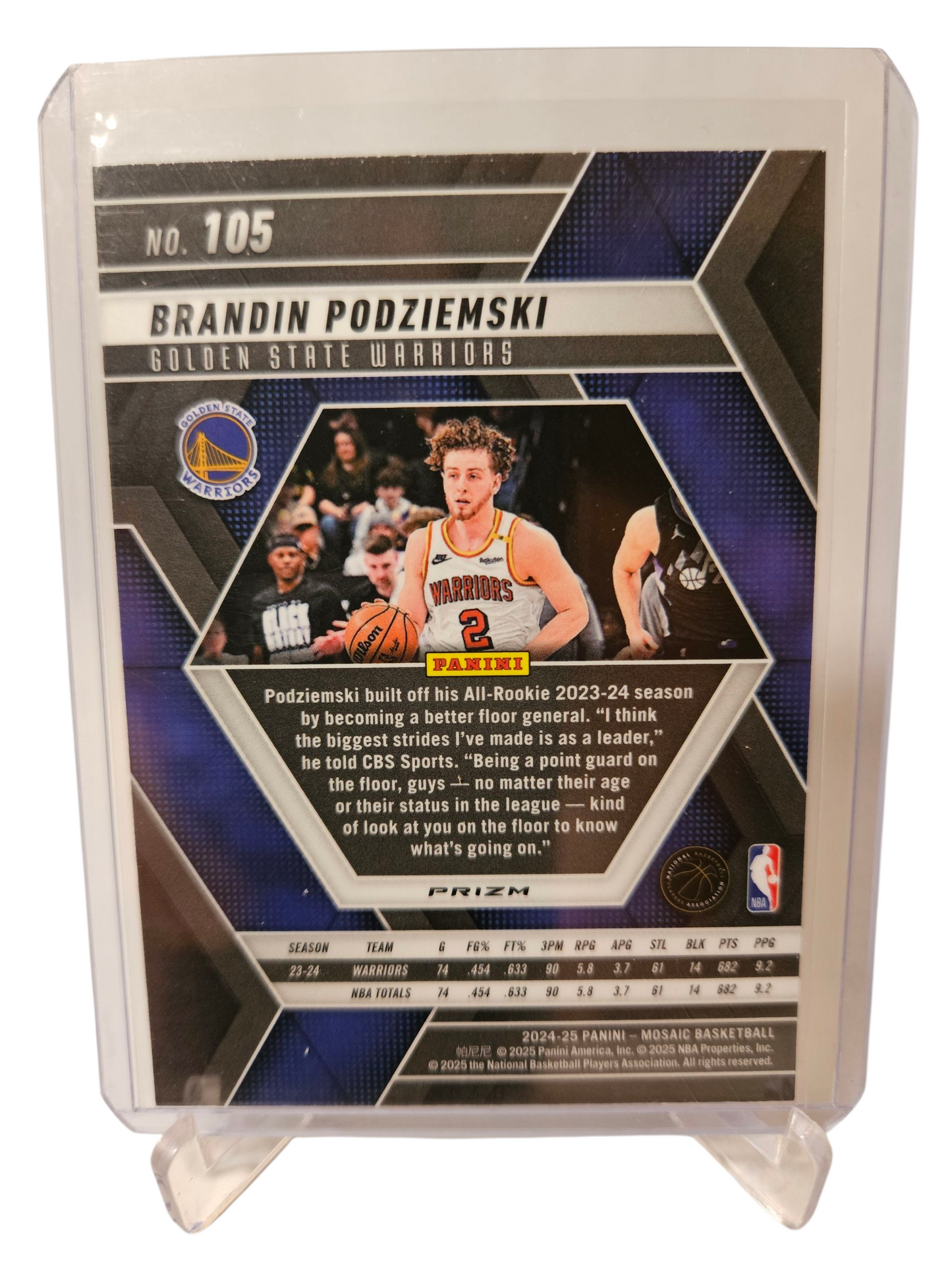 2024-25 Panini Mosaic #105 Brandin Podziemski Green Mosaic Prizm