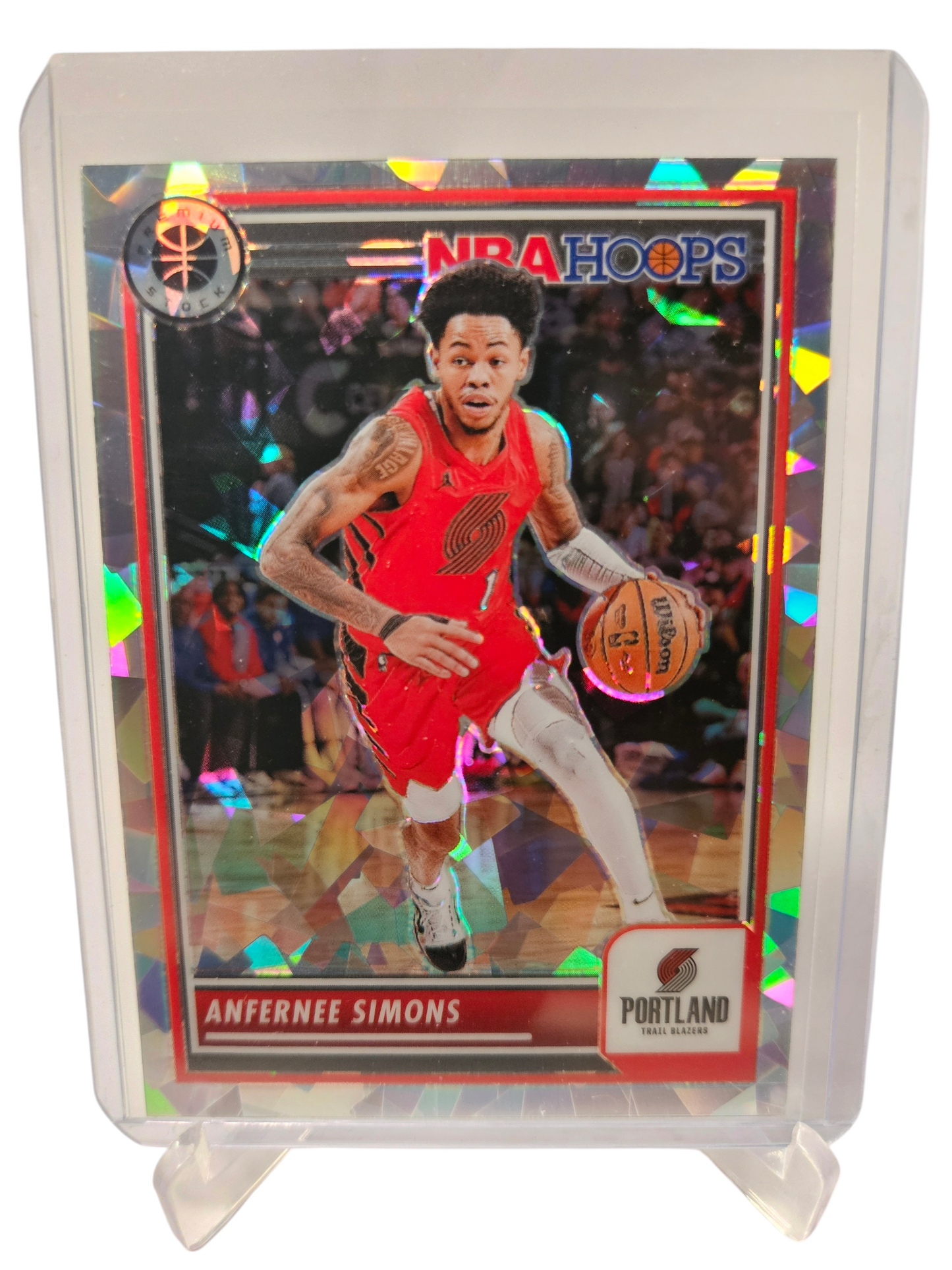2023-24 Panini Hoops Premium Stock #79 Anfernee Simons Silver Cracked Ice Prizm