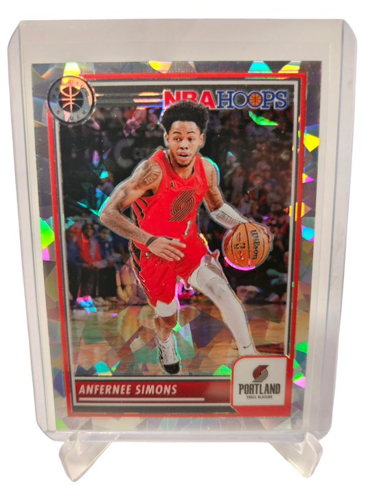 2023-24 Panini Hoops Premium Stock #79 Anfernee Simons Silver Cracked Ice Prizm