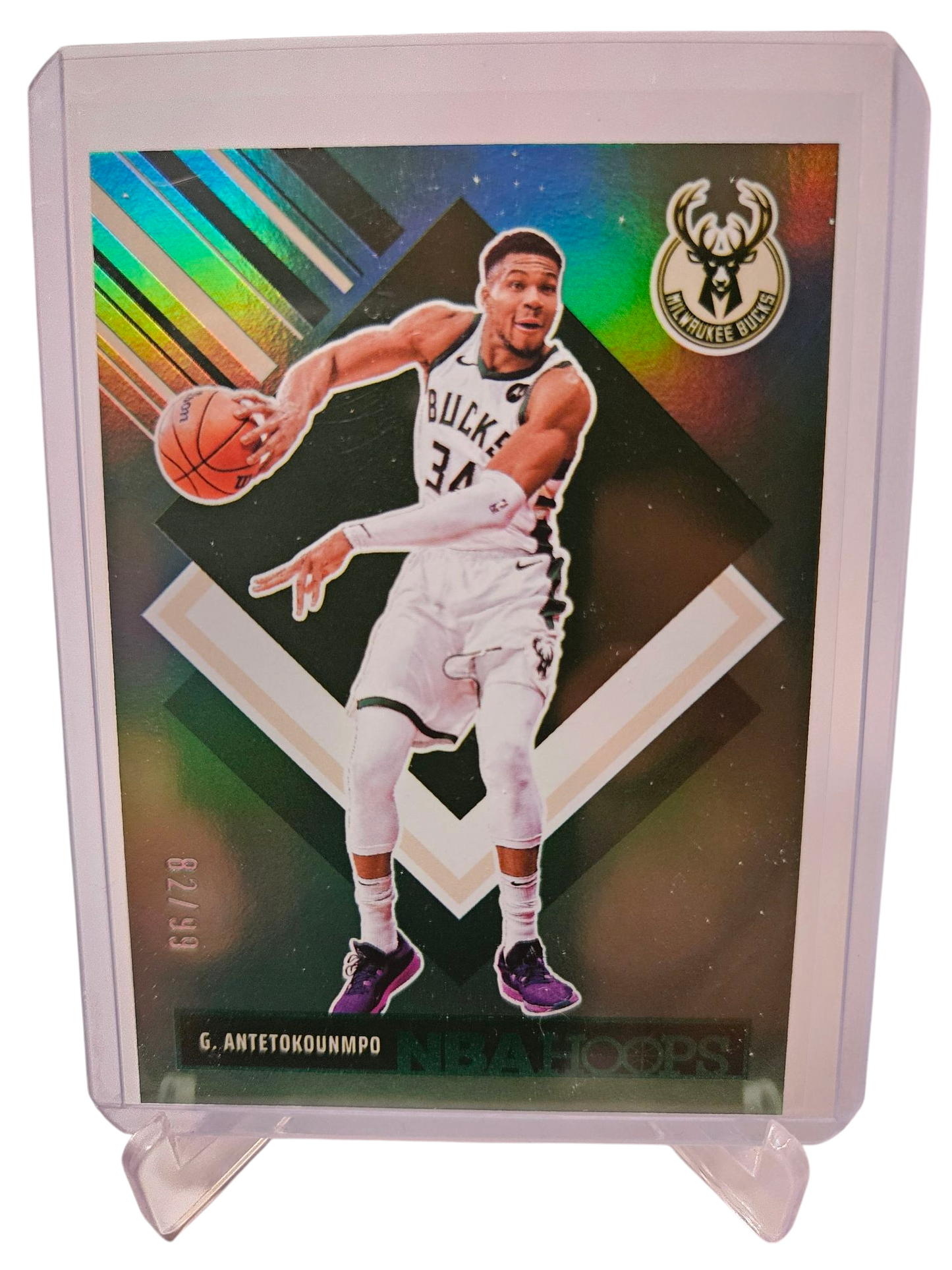 2024-25 Panini Hoops #285 Giannis Antetokounmpo Tribute Green Holo 82/99