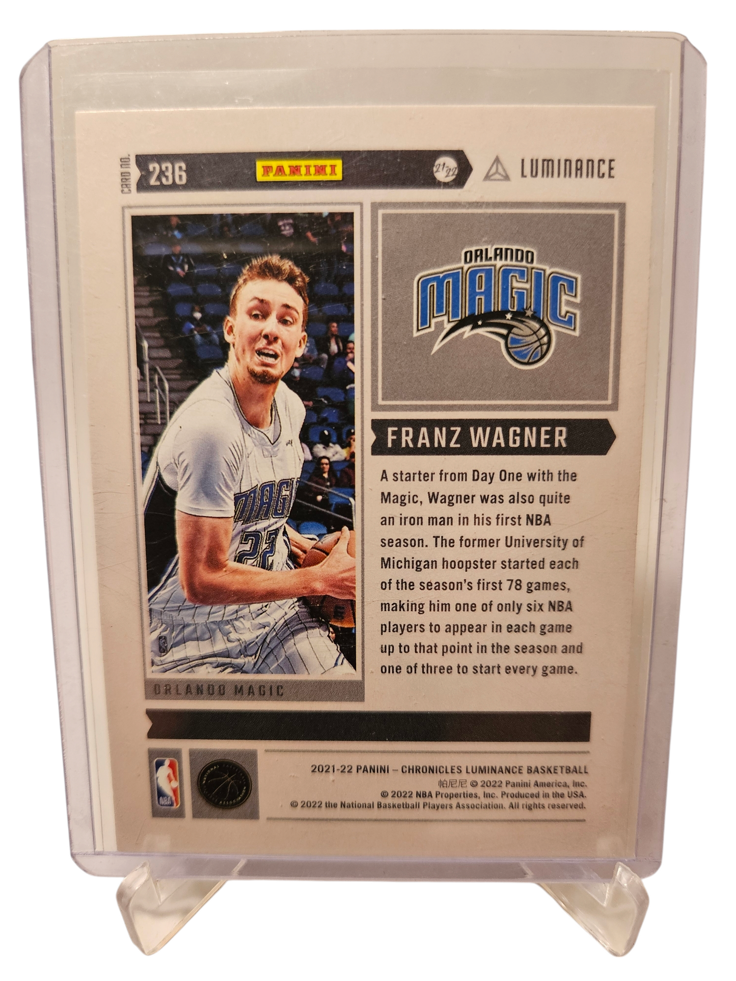 2021-22 Panini Chronicles Luminance #236 Franz Wagner Rookie Card