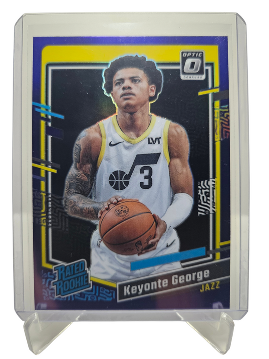 2023-24 Panini Donruss Optic #223 Keyonte George Rookie Card Rated Rookie Purple Holo Prizm