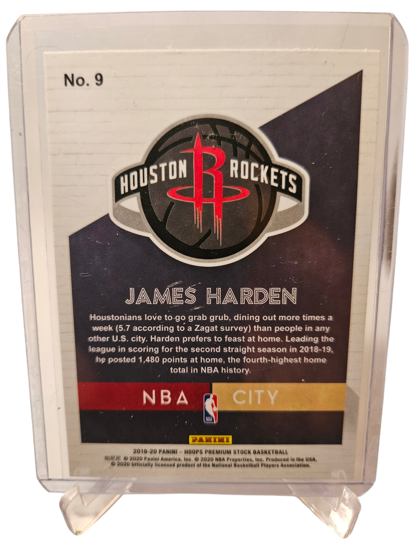 2019-20 Panini Hoops Premium Stock #9 James Harden NBA City