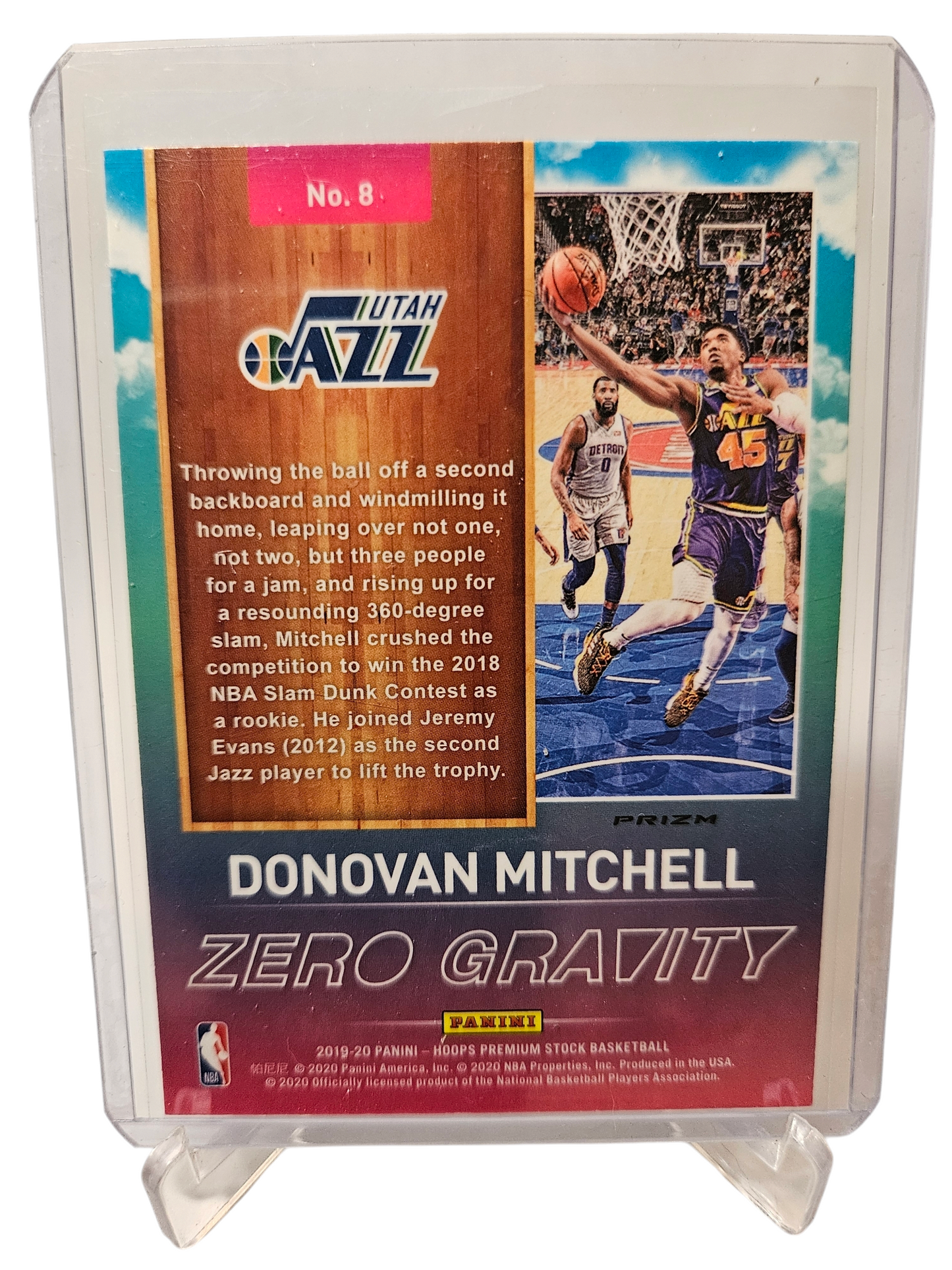 2019-20 Panini Hoops Premium Stock #8 Donovan Mitchell Zero Gravity Silver Holo Prizm