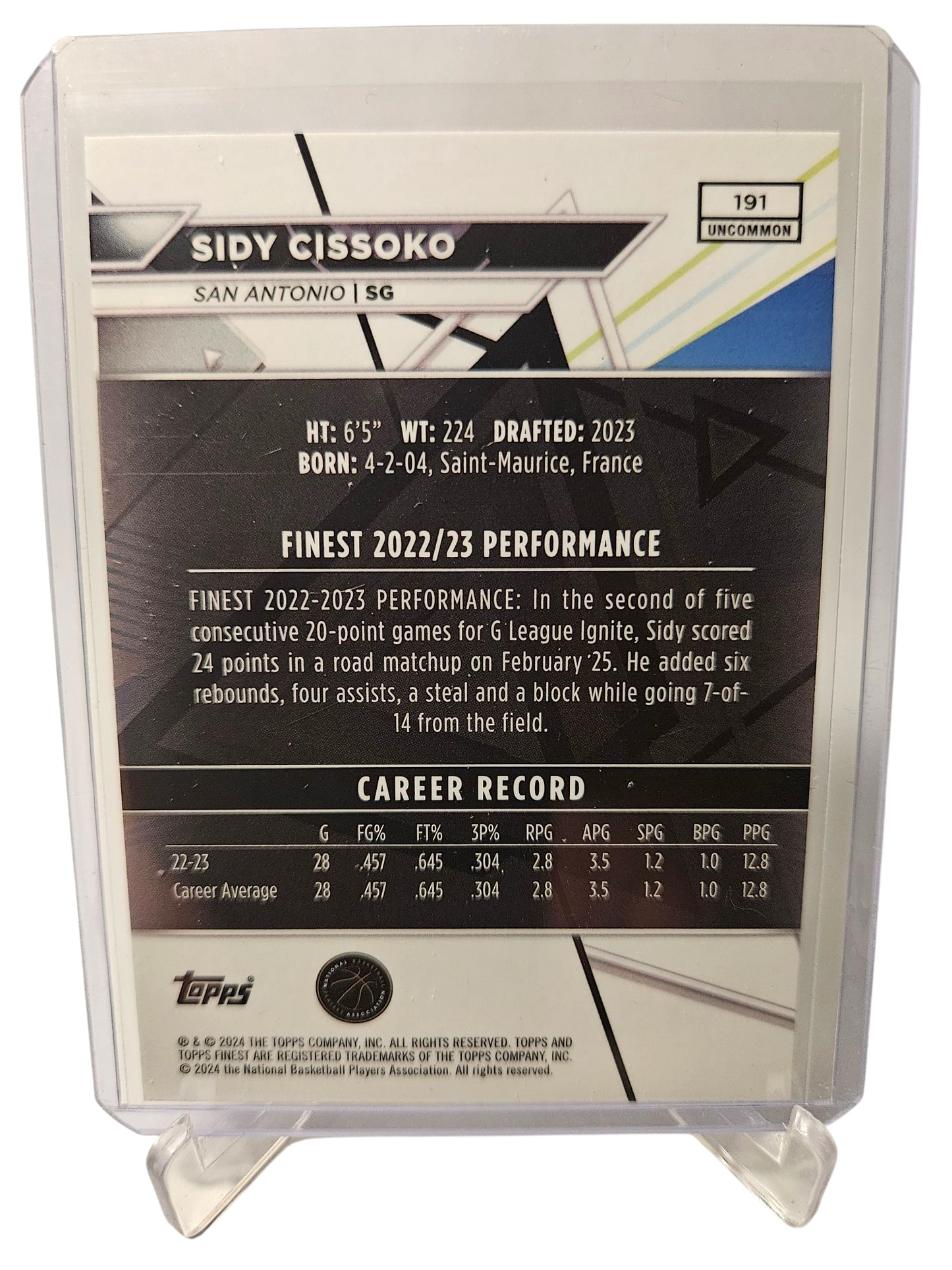 2023-24 Topps Finest #191 Sidy Cissoko Rookie Card Checker Board