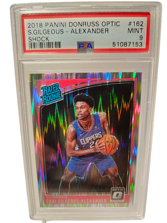2018 Panini Donruss Optic #182 Shai Gilgeous Alexander Rated Rookie Optic Shock Prizm PSA9 Mint