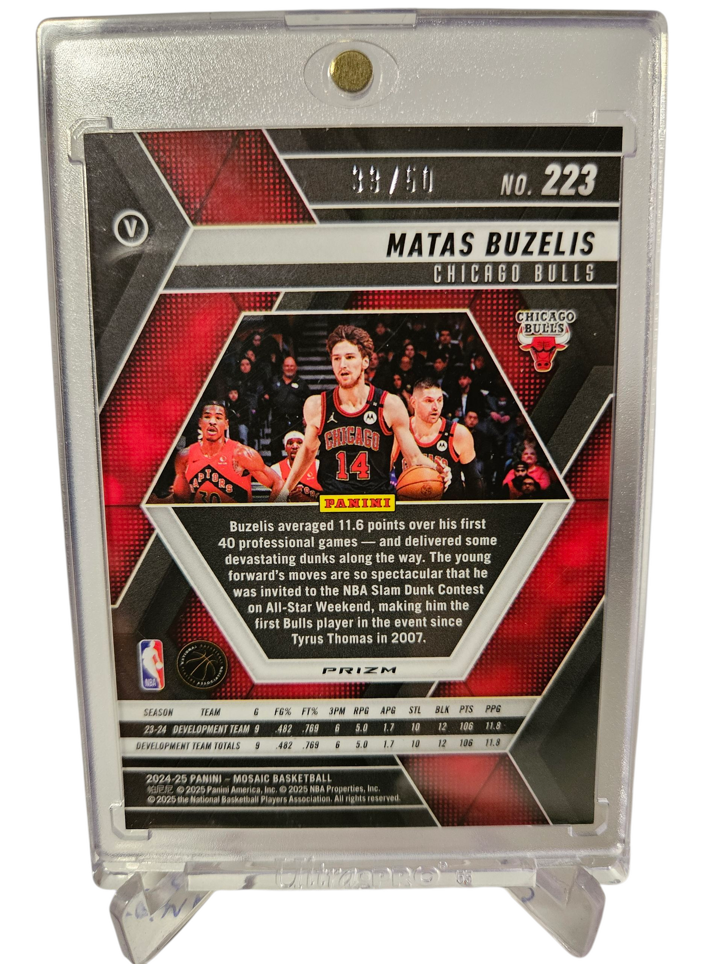 2024-25 Panini Mosaic #223 Matas Buzelis Rookie Card Fastbreak Variation Purple 33/50