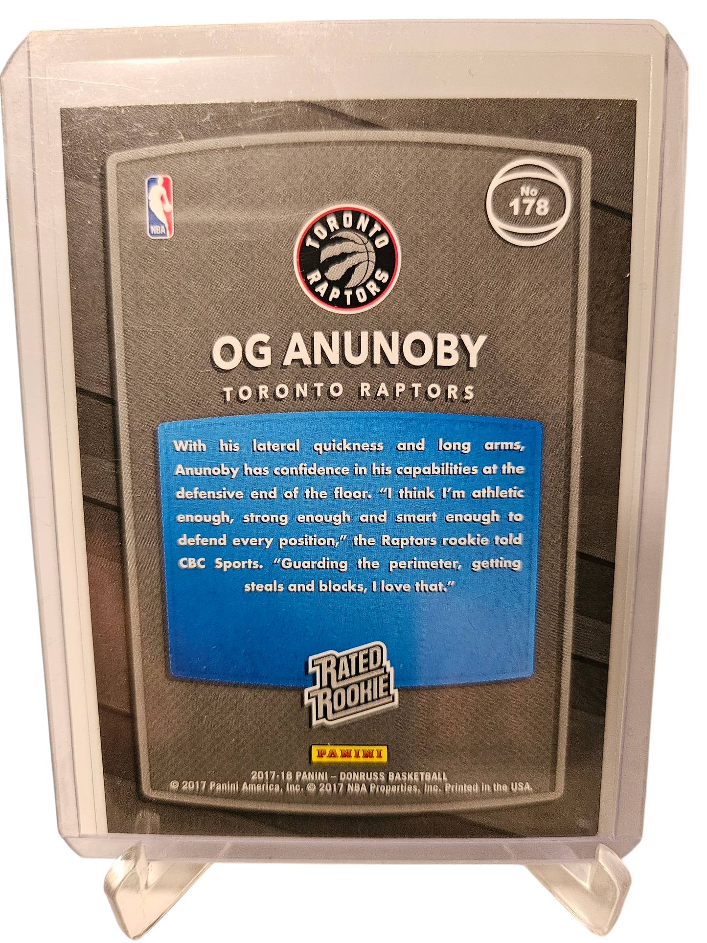 2017-18 Panini Donruss #178 OG Anunoby Rookie Card