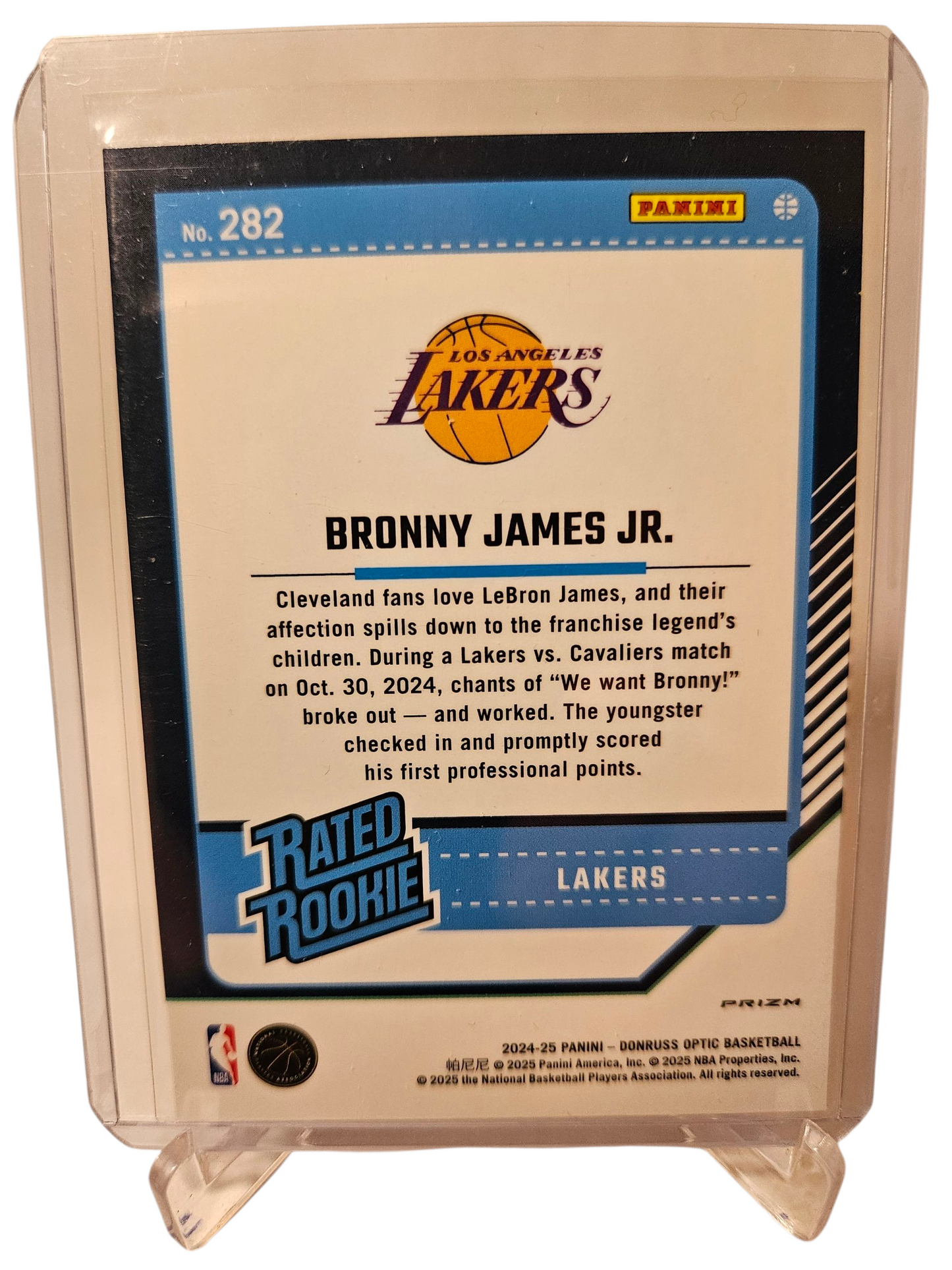 2024-25 Panini Donruss Optic #282 Bronny James JR Rated Rookie Purple Holo Prizm
