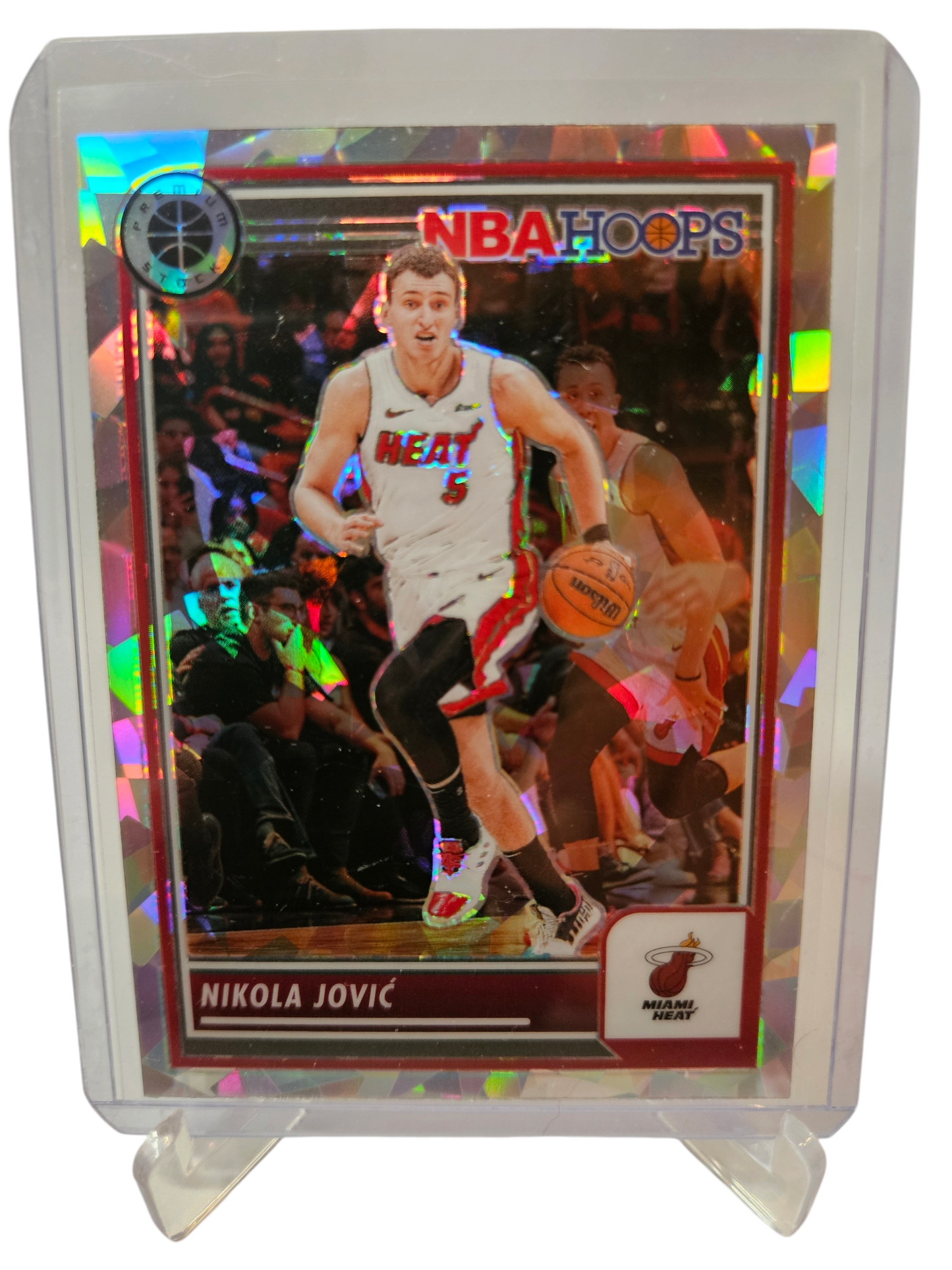 2023-24 Panini Hoops Premium Stock #267 Nikola Jovic Vector Silver Holo Cracked Ice Prizm