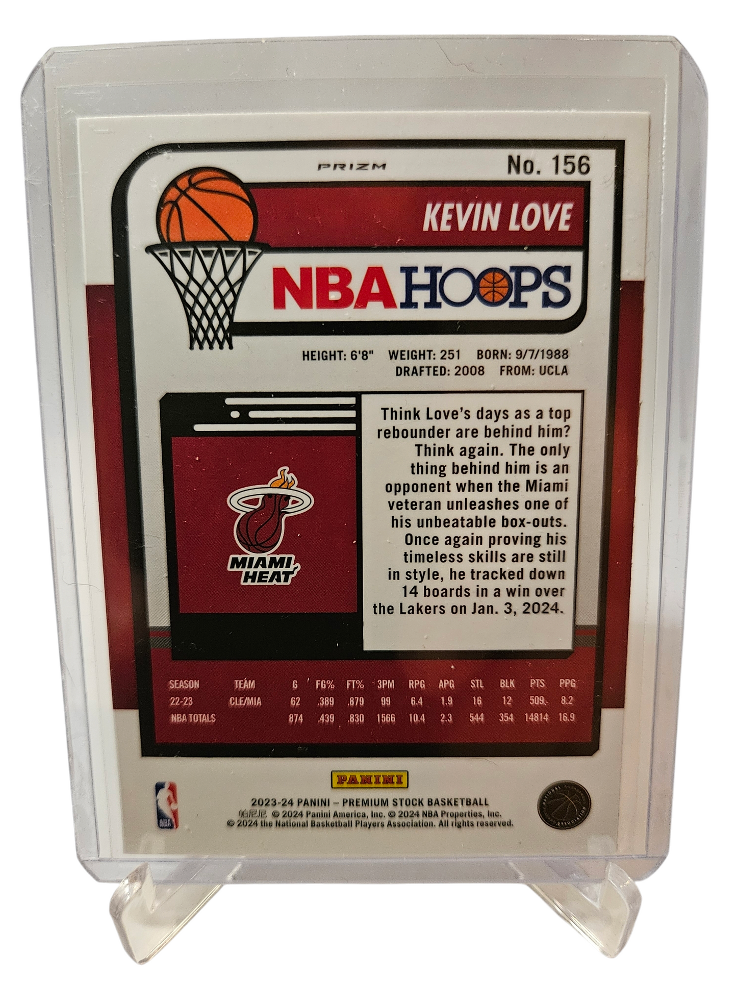 2023-24 Panini Hoops Premium Stock #156 Kevin Love Silver Holo Lava Prizm