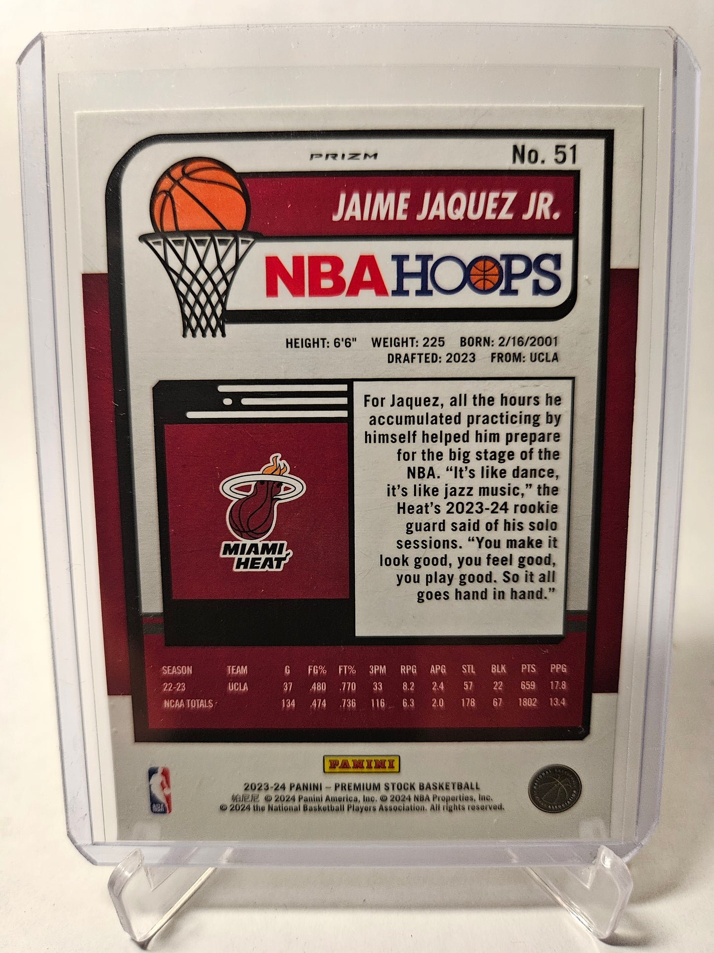 2023-24 Panini Hoops Premium Stock #51 Jamie Jaquez JR Rookie Card Silver Cracked Ice Prizm