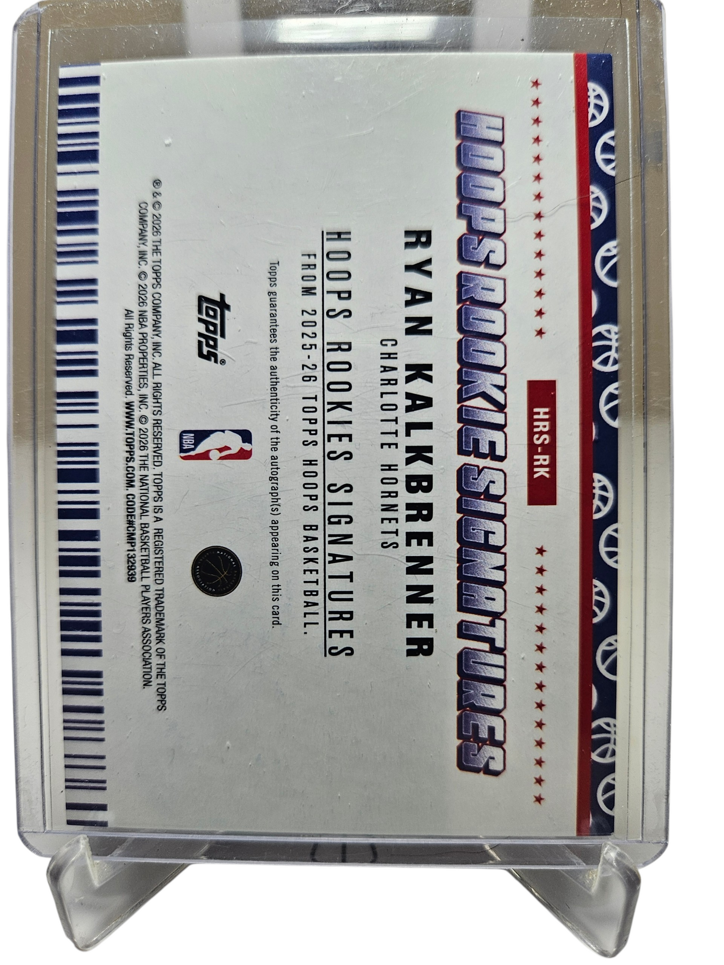 2025-26 Topps Hoops #HRS-RK Ryan Kalkbrenner Rookie Card Autograph