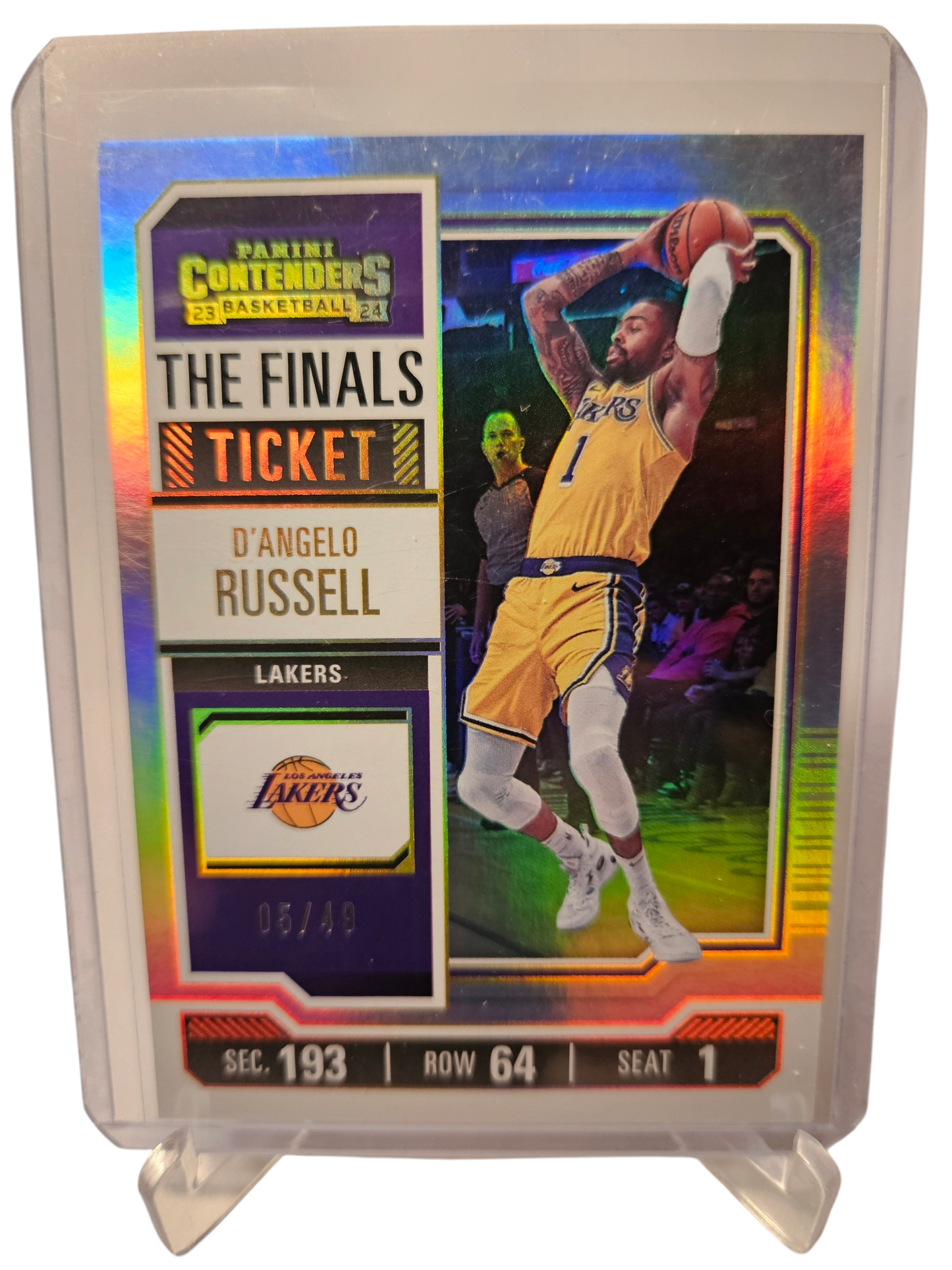 2023-24 Panini Contenders #63 D'Angelo Russell The Finals Ticket Silver Holo 05/49