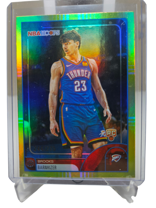 2025-26 Topps Hoops #158 Brooks Barnhizer Rookie Card Yellow Refractor 244/275