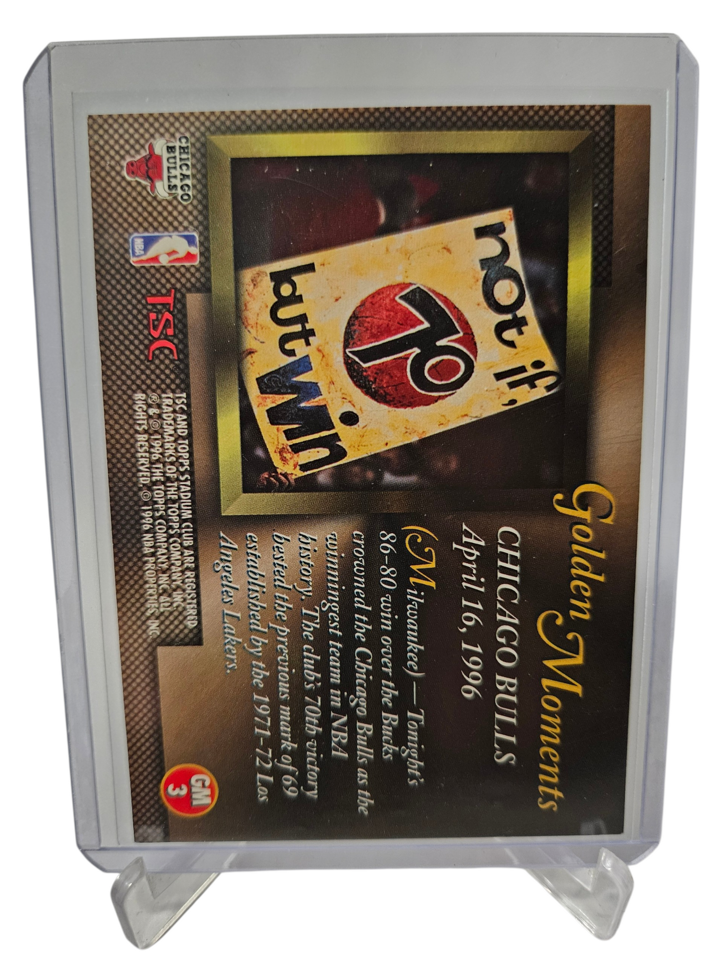 1996 Topps Stadium Club #GM3 Michael Jordan Chicago Bulls 1995-96 Season