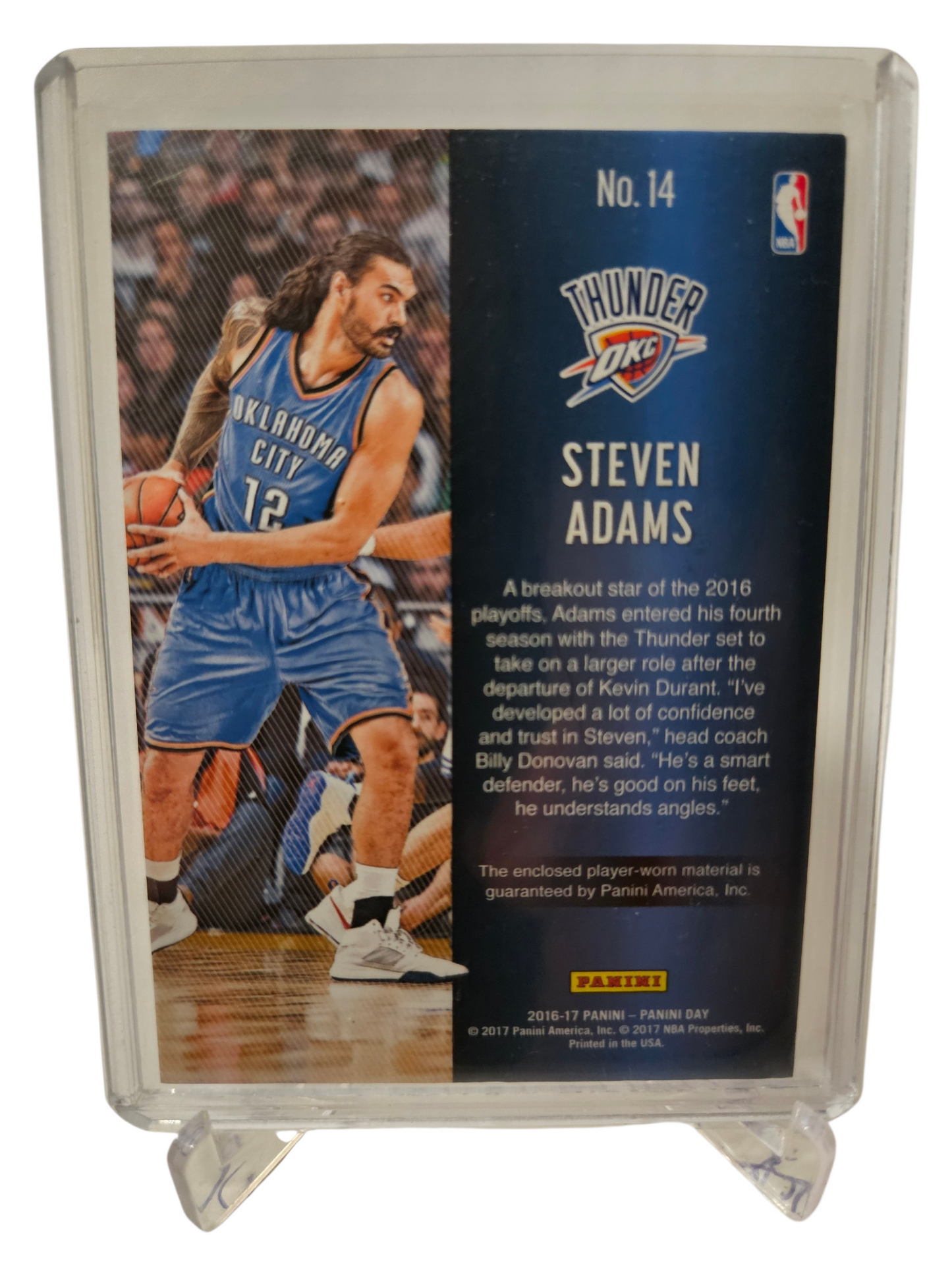 2016-17 Panini Day #14 Steven Adams Stat Player Worn Patch