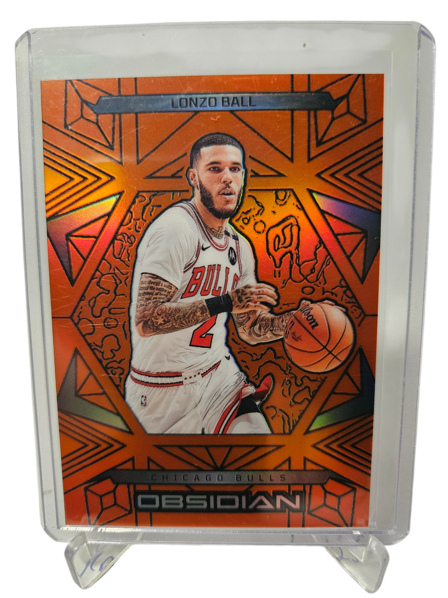 2024-25 Panini Obsidian #115 Lonzo Ball Orange Flood 053/125