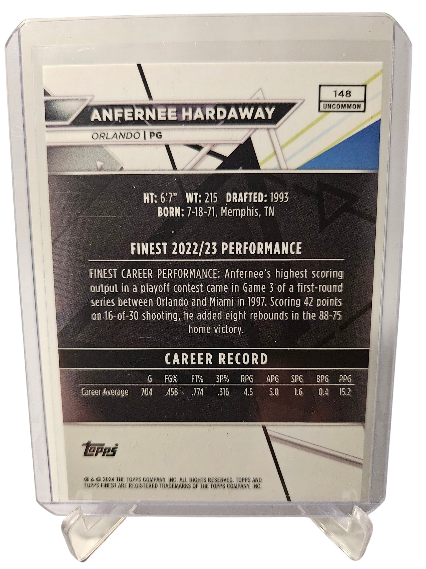 2023-24 Topps Finest #148 Anfernee Hardaway Checkerboard