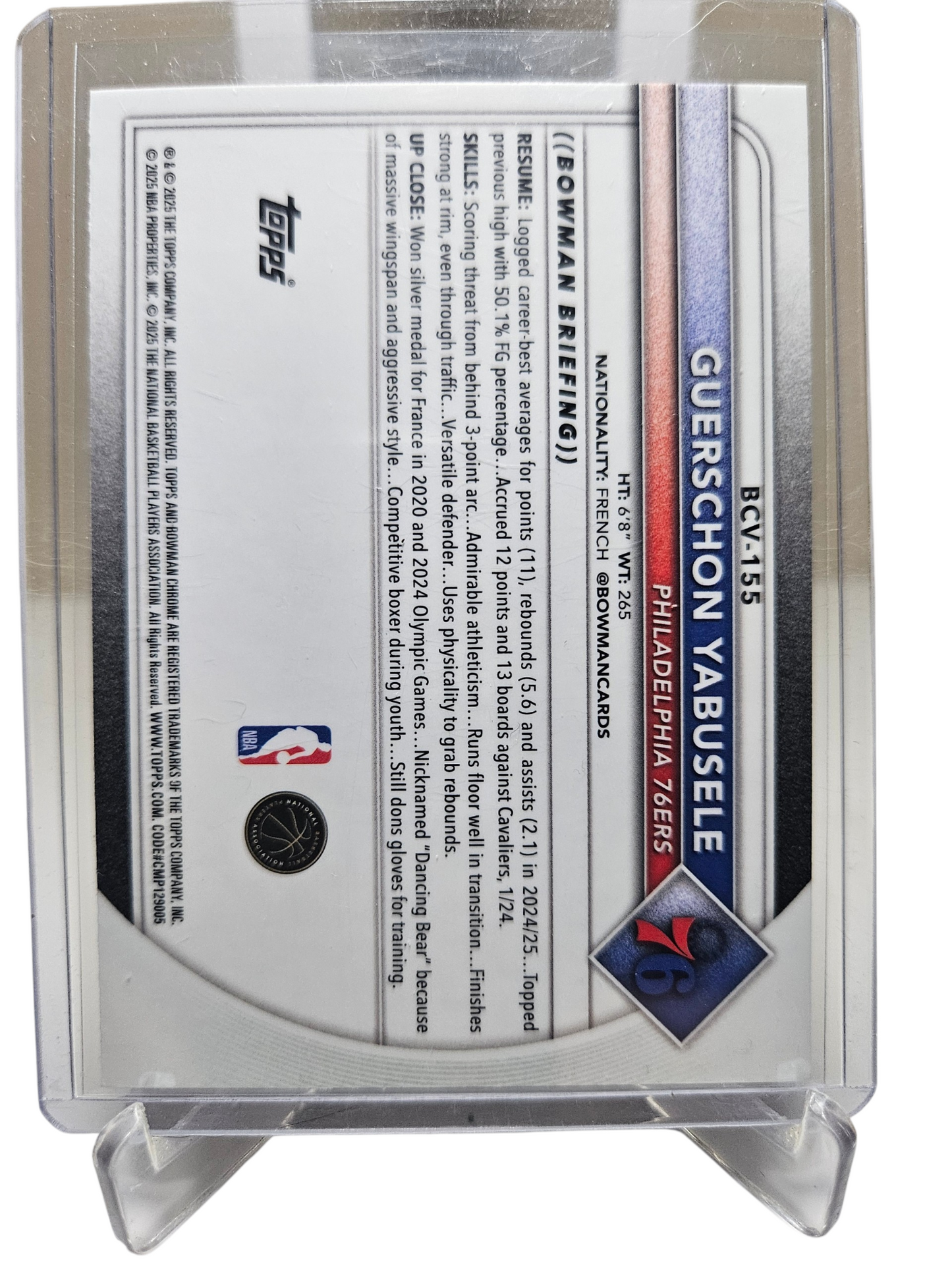 2025-26 Topps Bowman #155 Guerschon Yabusele Purple Refractor 220/250