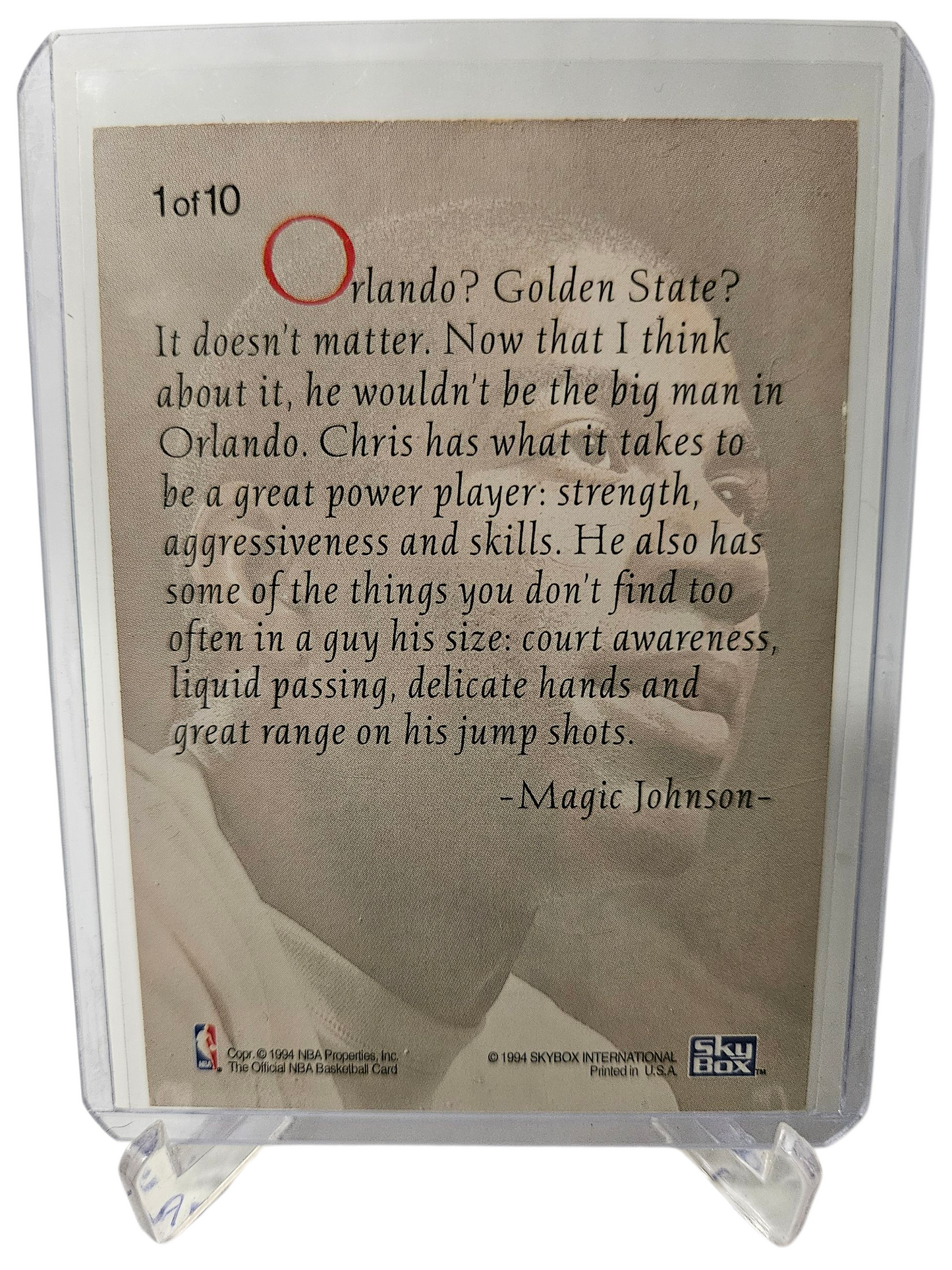 1994 Hoops #1 of 10 Chris Webber Magics All Rookie Team